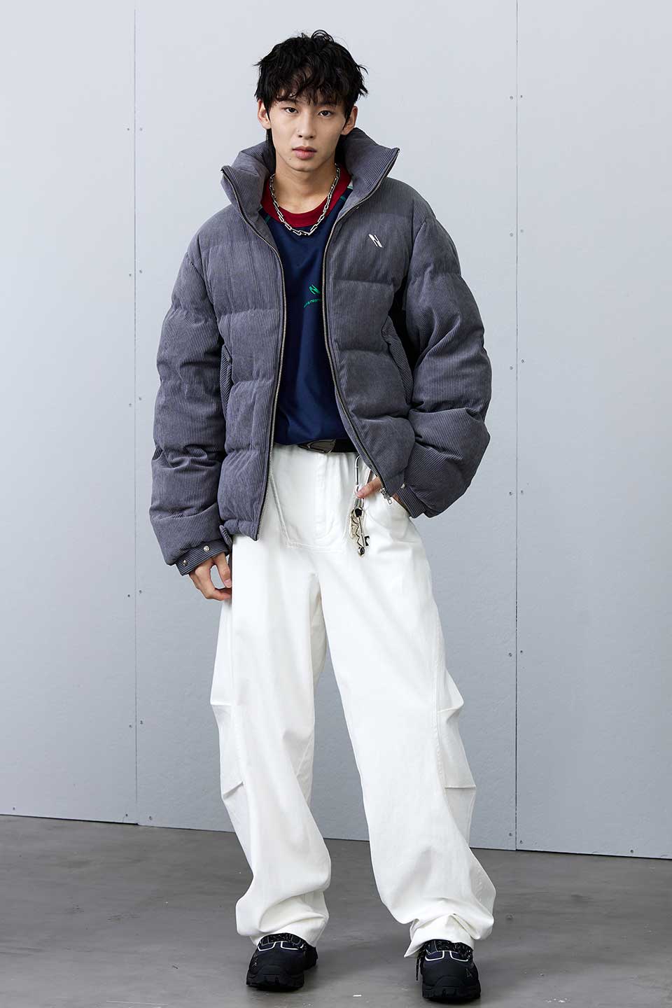 Corduroy Patchwork Down Jacket