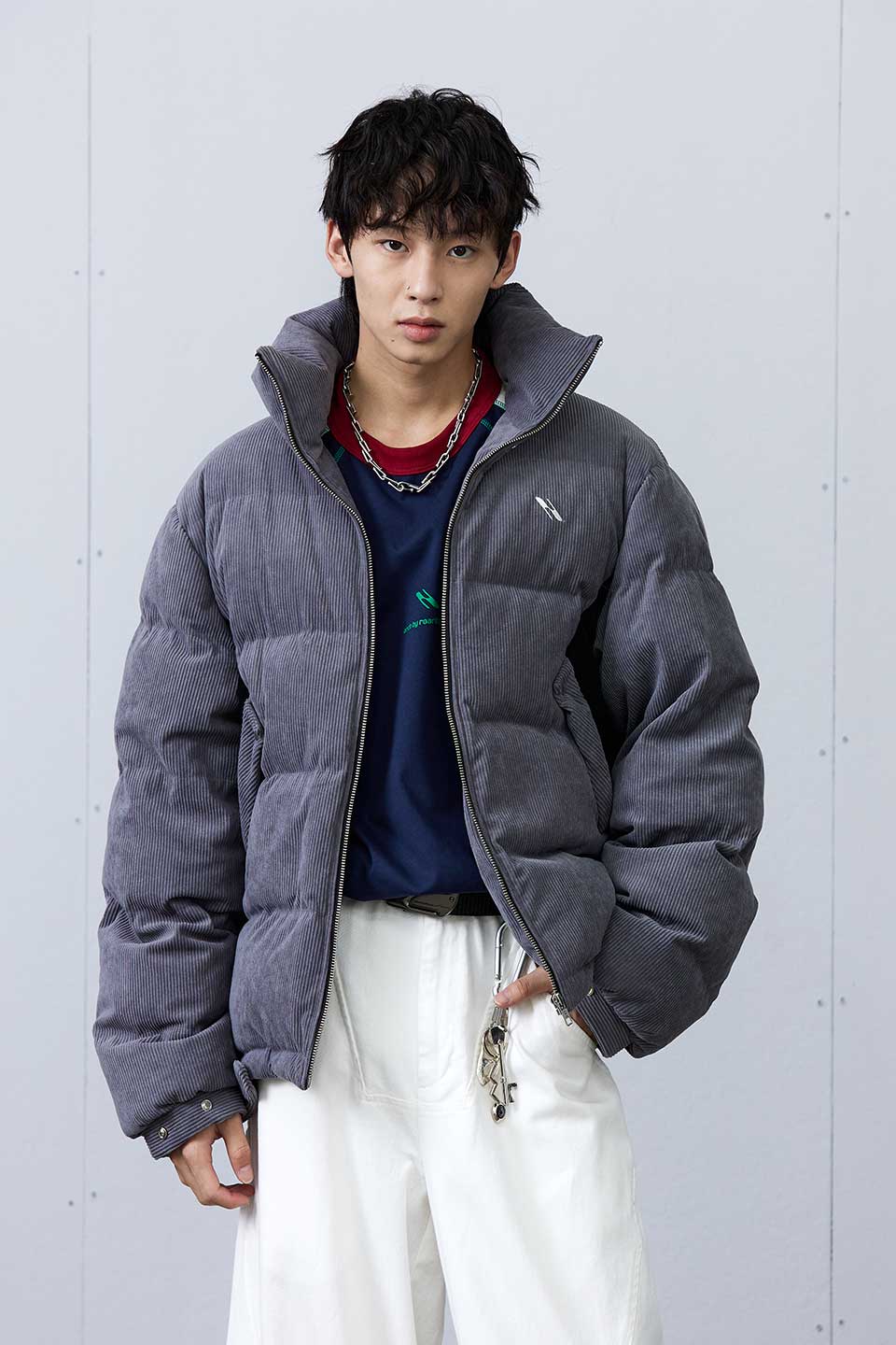 Corduroy Patchwork Down Jacket