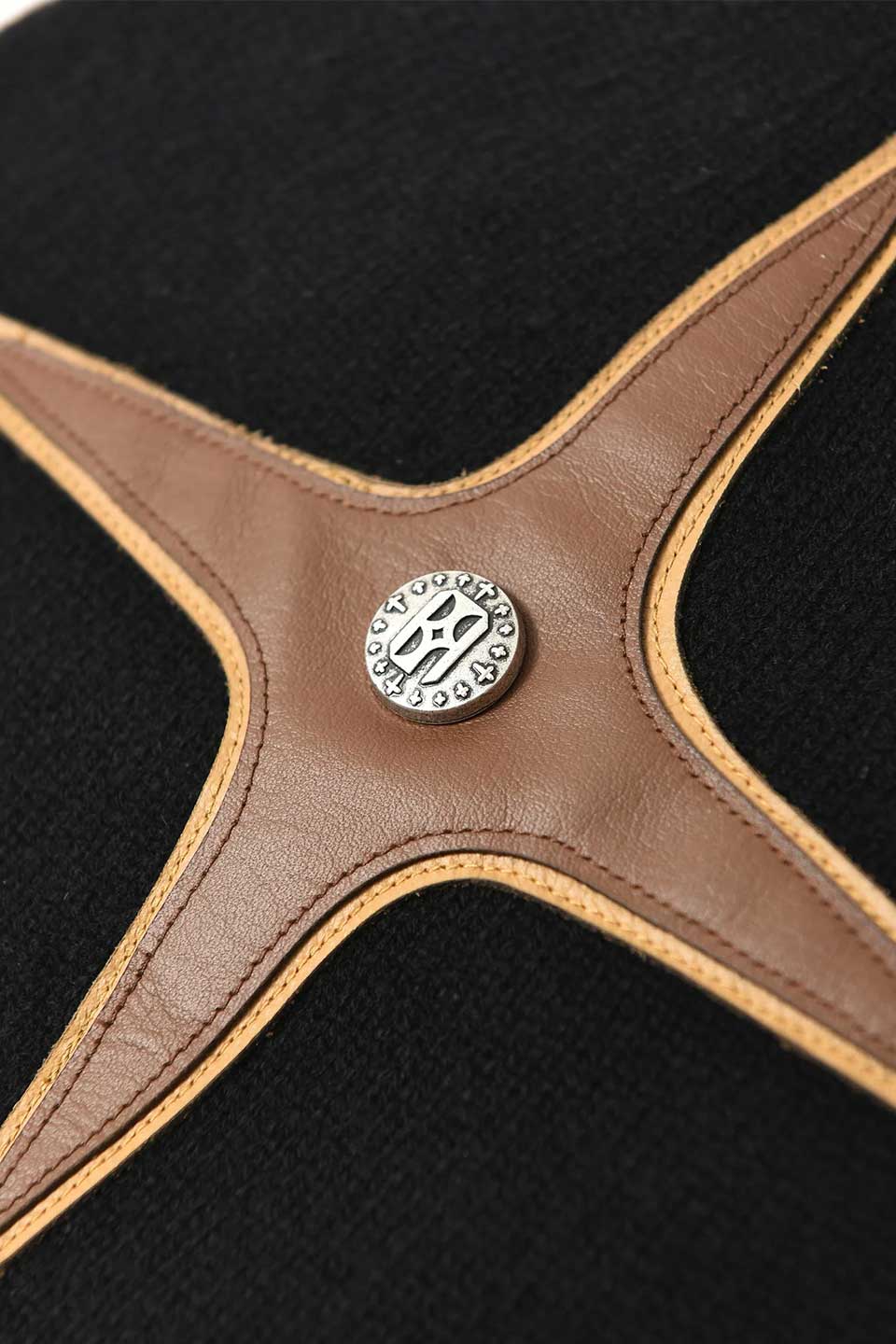 Cross- Patch Leather Beanie