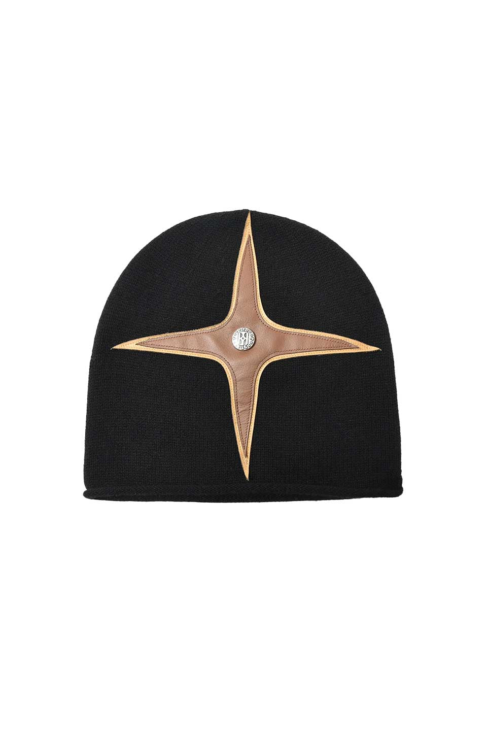 Cross- Patch Leather Beanie
