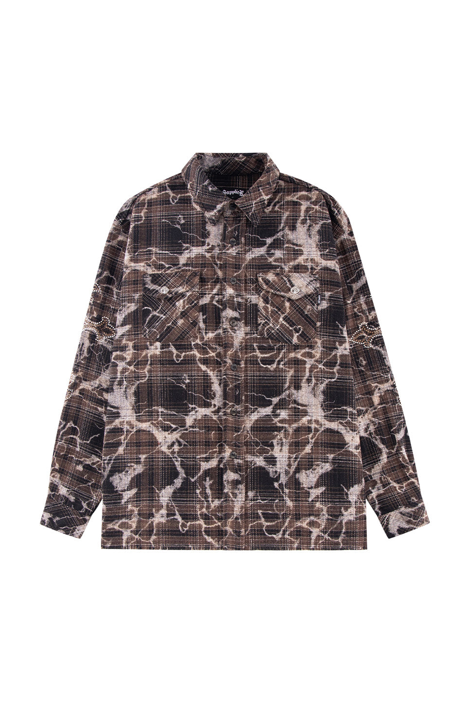 Cross Rhinestone Check Shirts