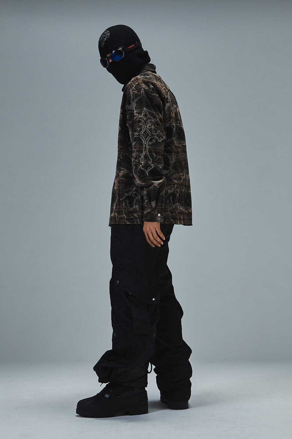 Cross Rhinestone Check Shirts