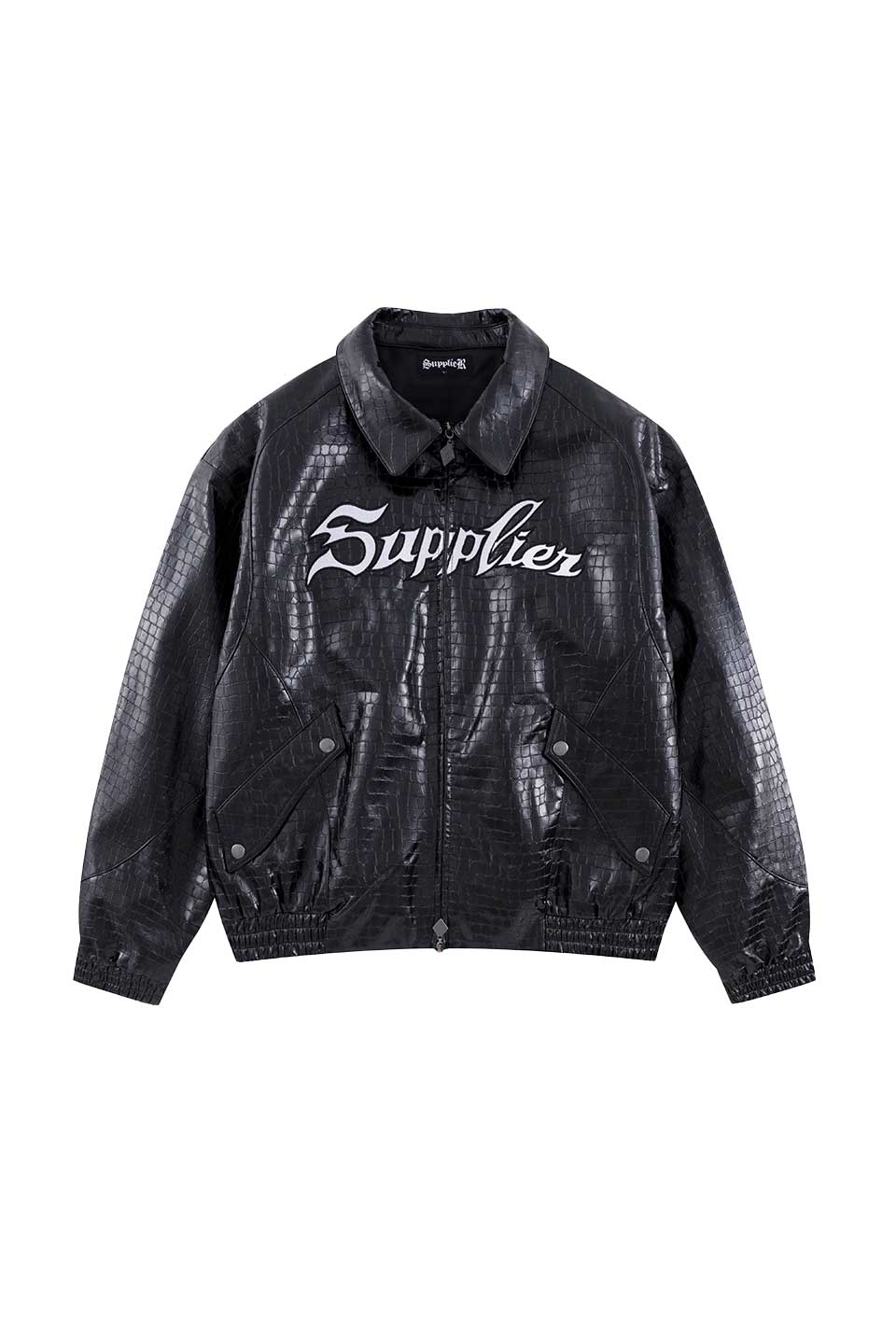 Cross Switching Faux Leather Blouson