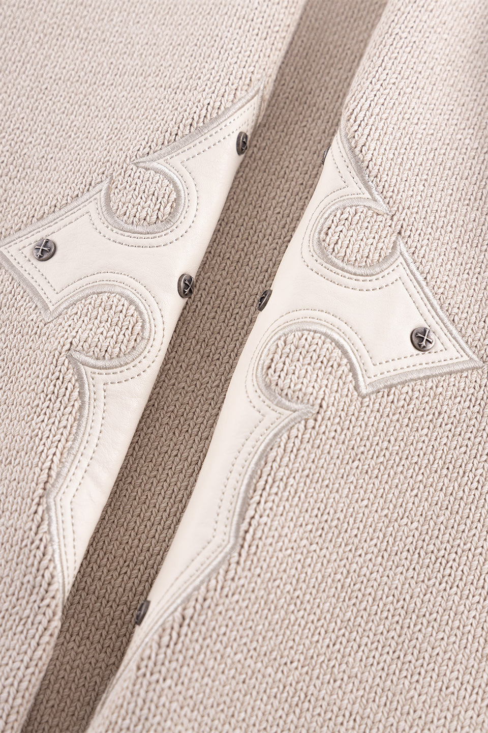 Distressed Cross Leather Patch Crew Knit V2