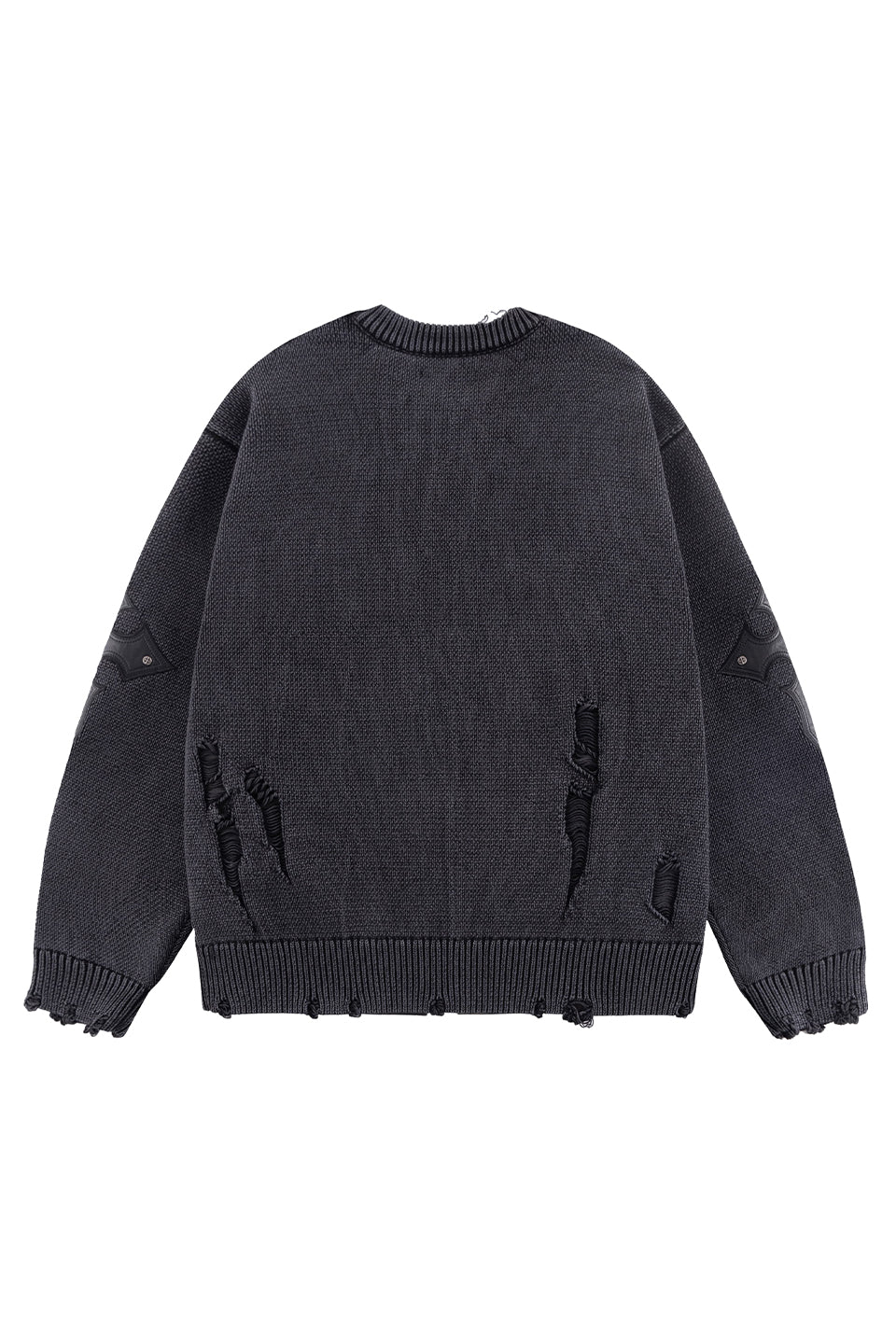 Distressed Cross Leather Patch Crew Knit V2