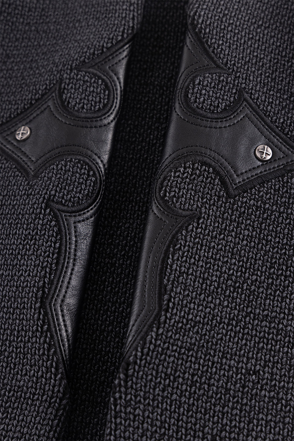 Distressed Cross Leather Patch Crew Knit V2