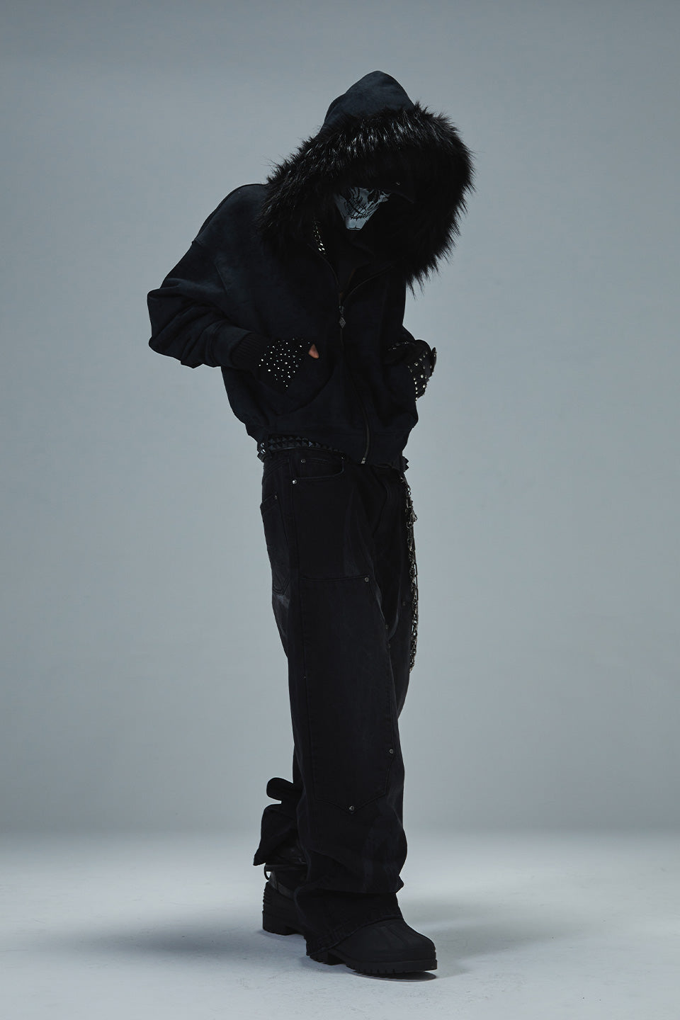 【予約商品】Faux Fur Cross Zip Hoodie【11月中旬〜下旬お届け】