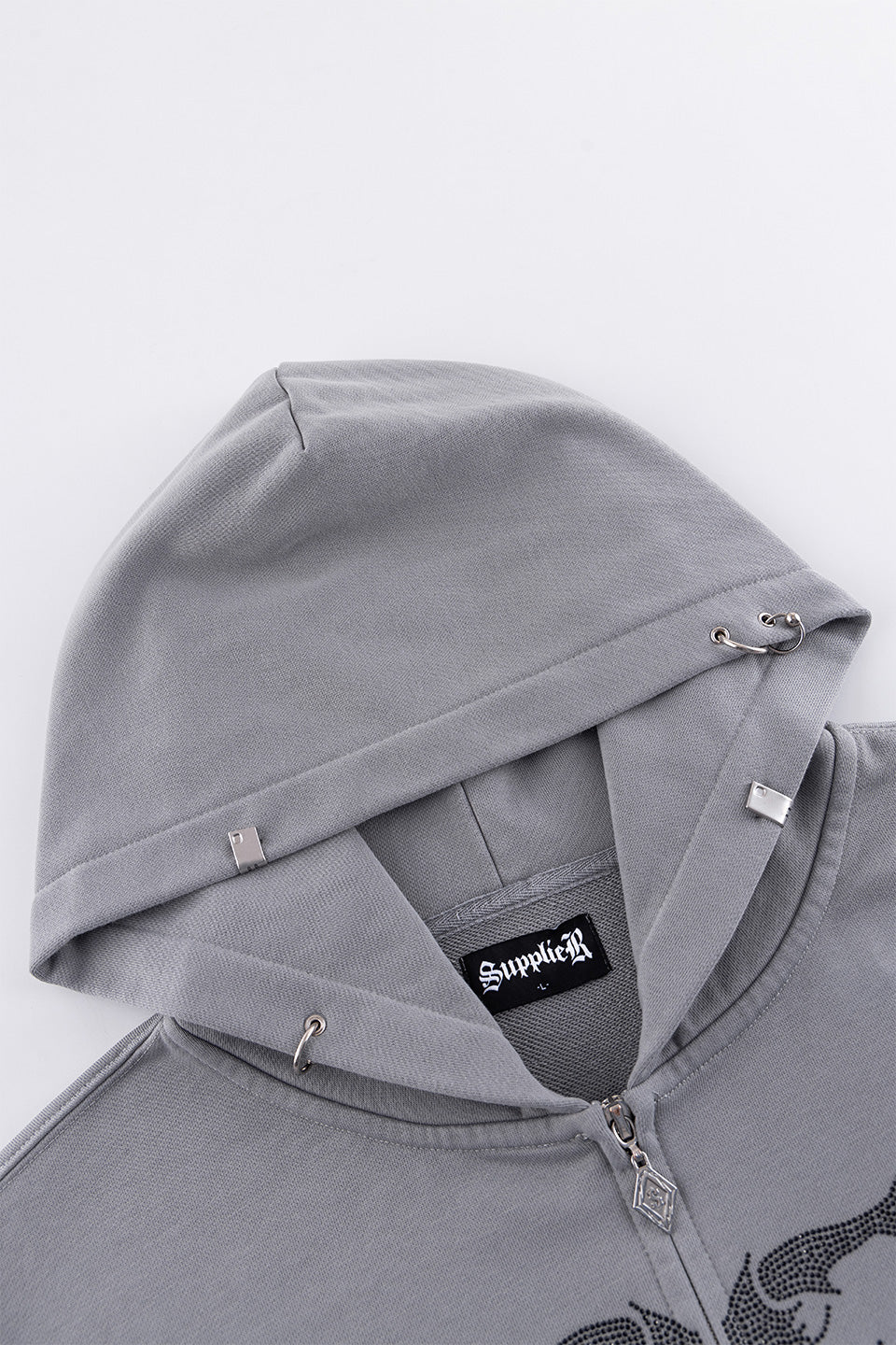 Fire Skeleton Rhinestone Zip Hoodie