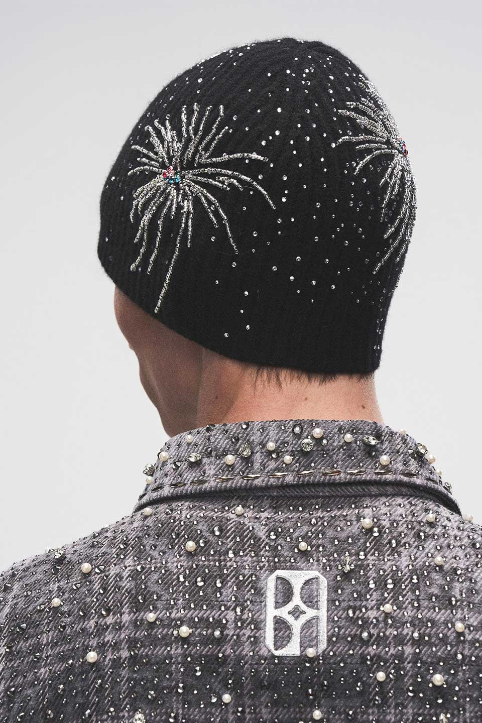 Firework Embroidered Beaded Beanie