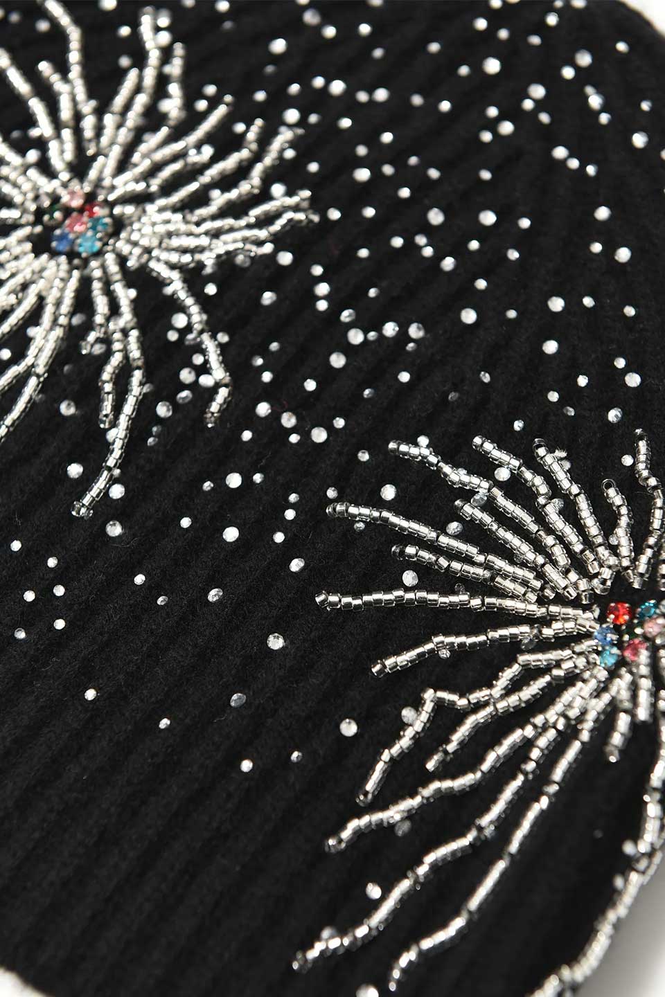Firework Embroidered Beaded Beanie