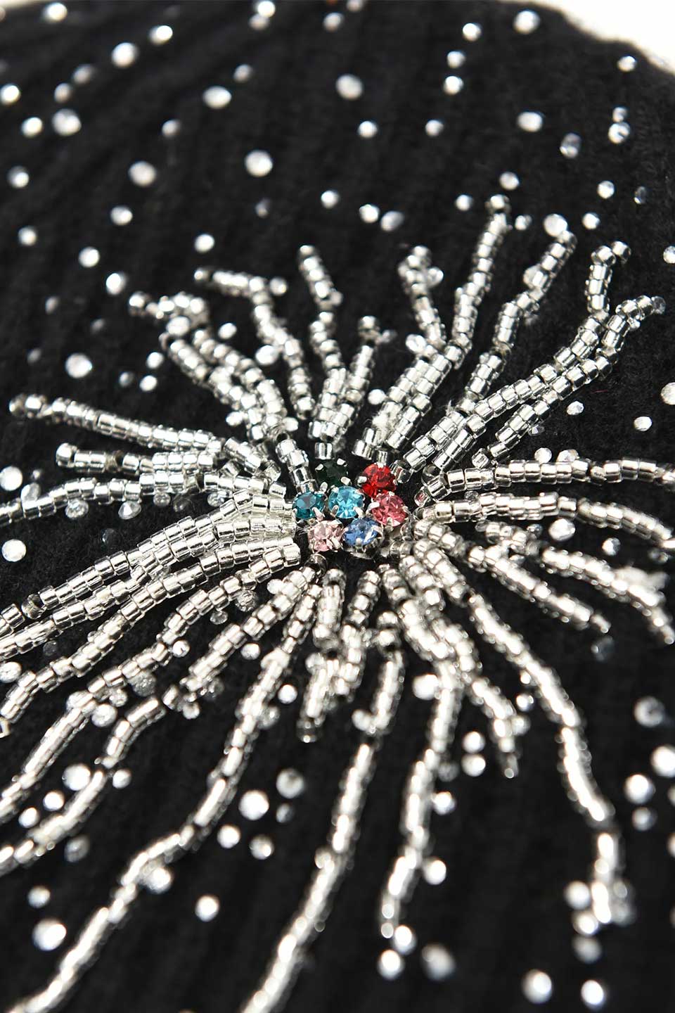 Firework Embroidered Beaded Beanie