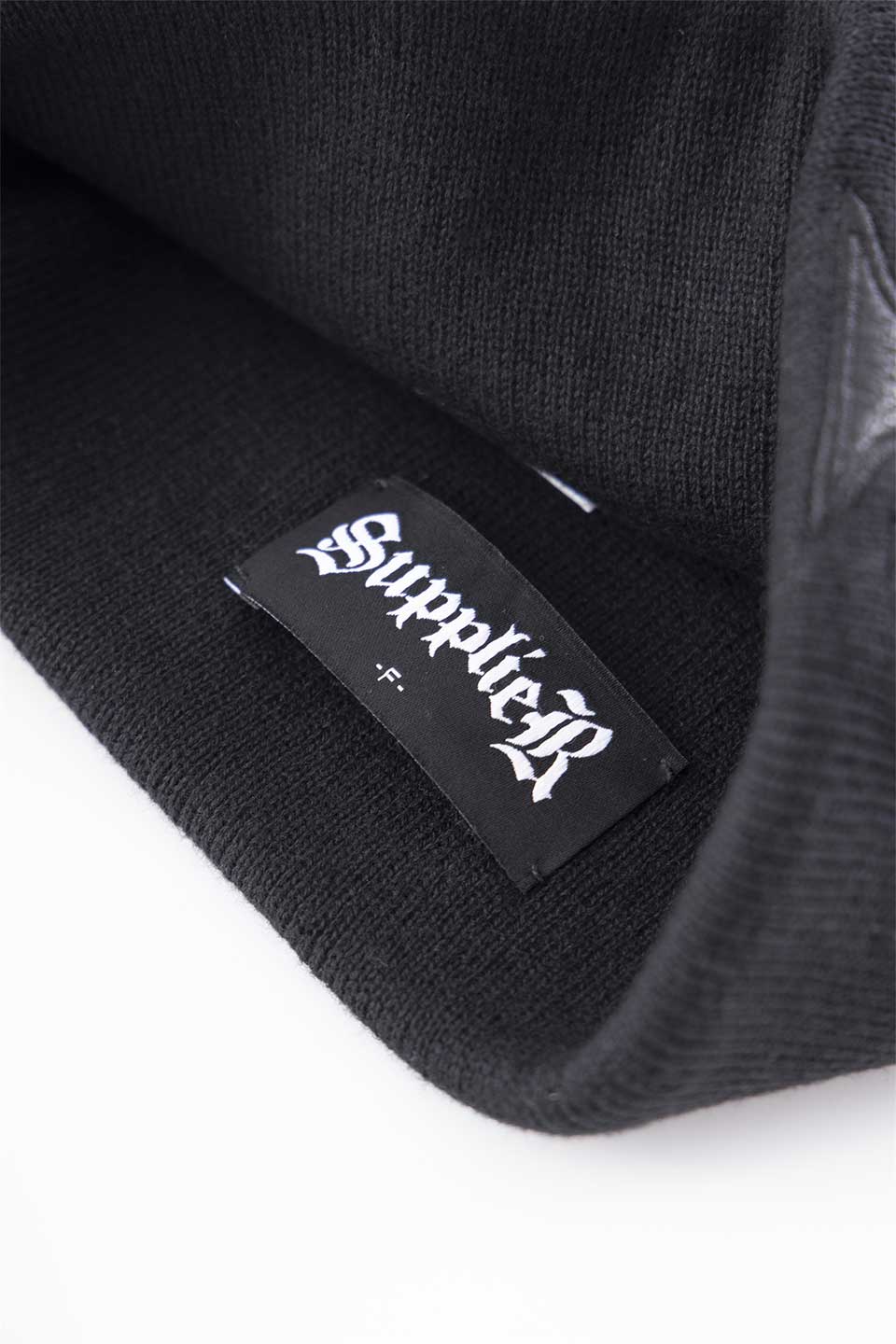Fleur Leather Patch Beanie
