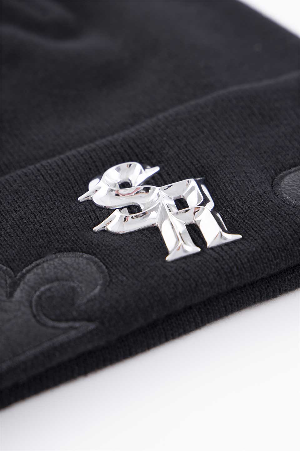 Fleur Leather Patch Beanie