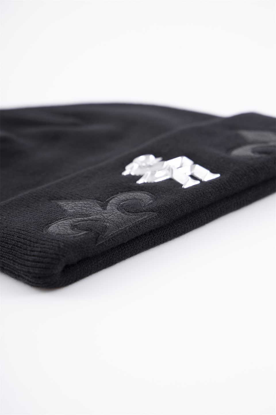 Fleur Leather Patch Beanie