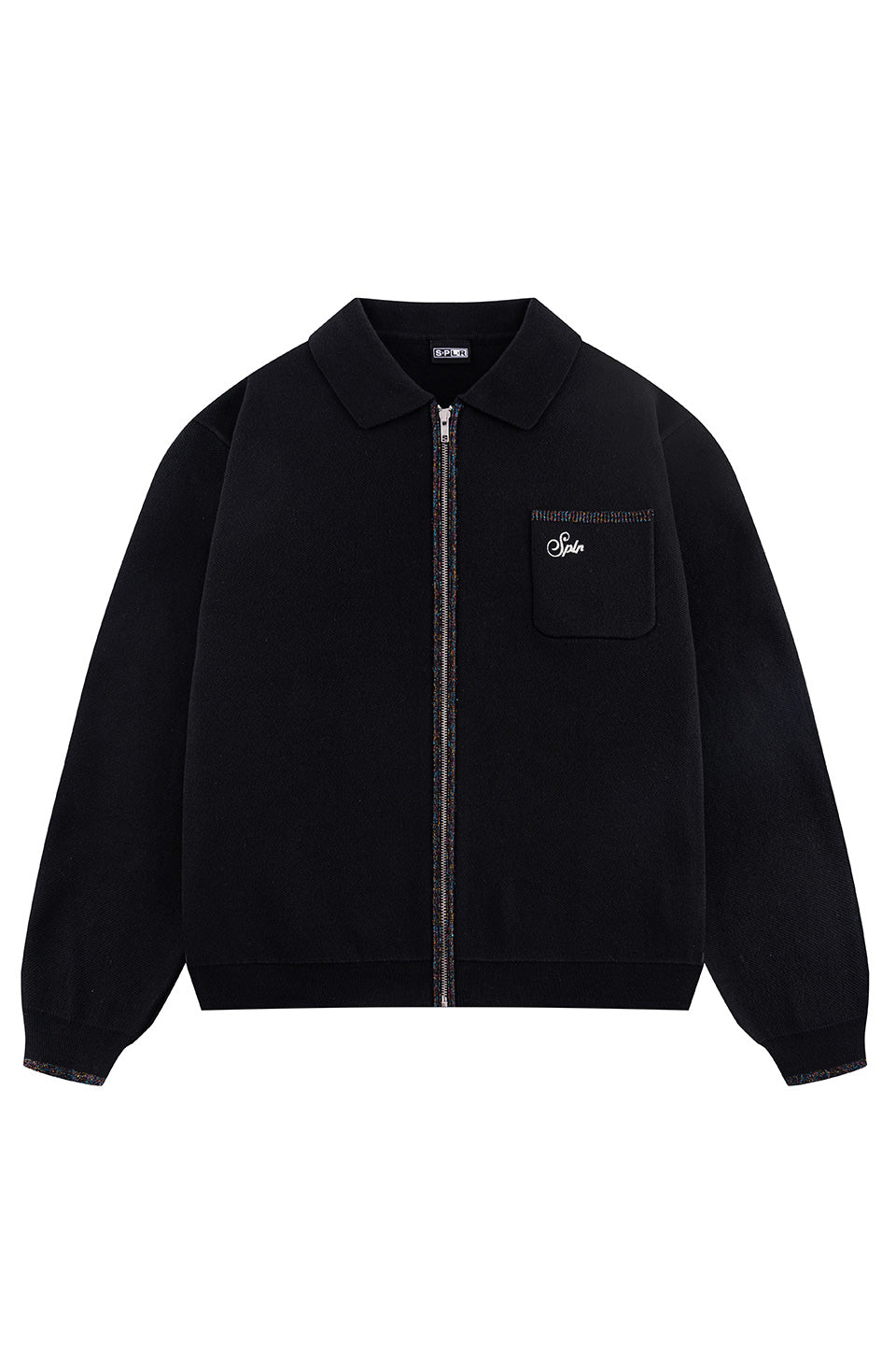 Glitter Stripe Zip Knit Polo