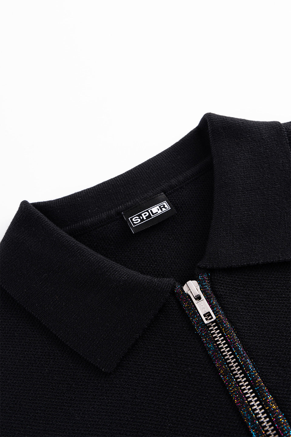 Glitter Stripe Zip Knit Polo