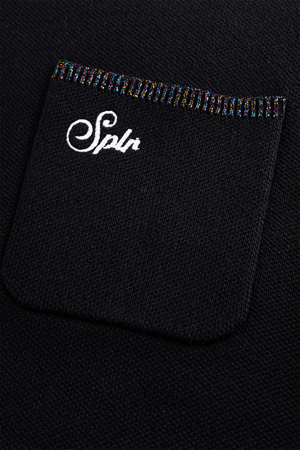 Glitter Stripe Zip Knit Polo