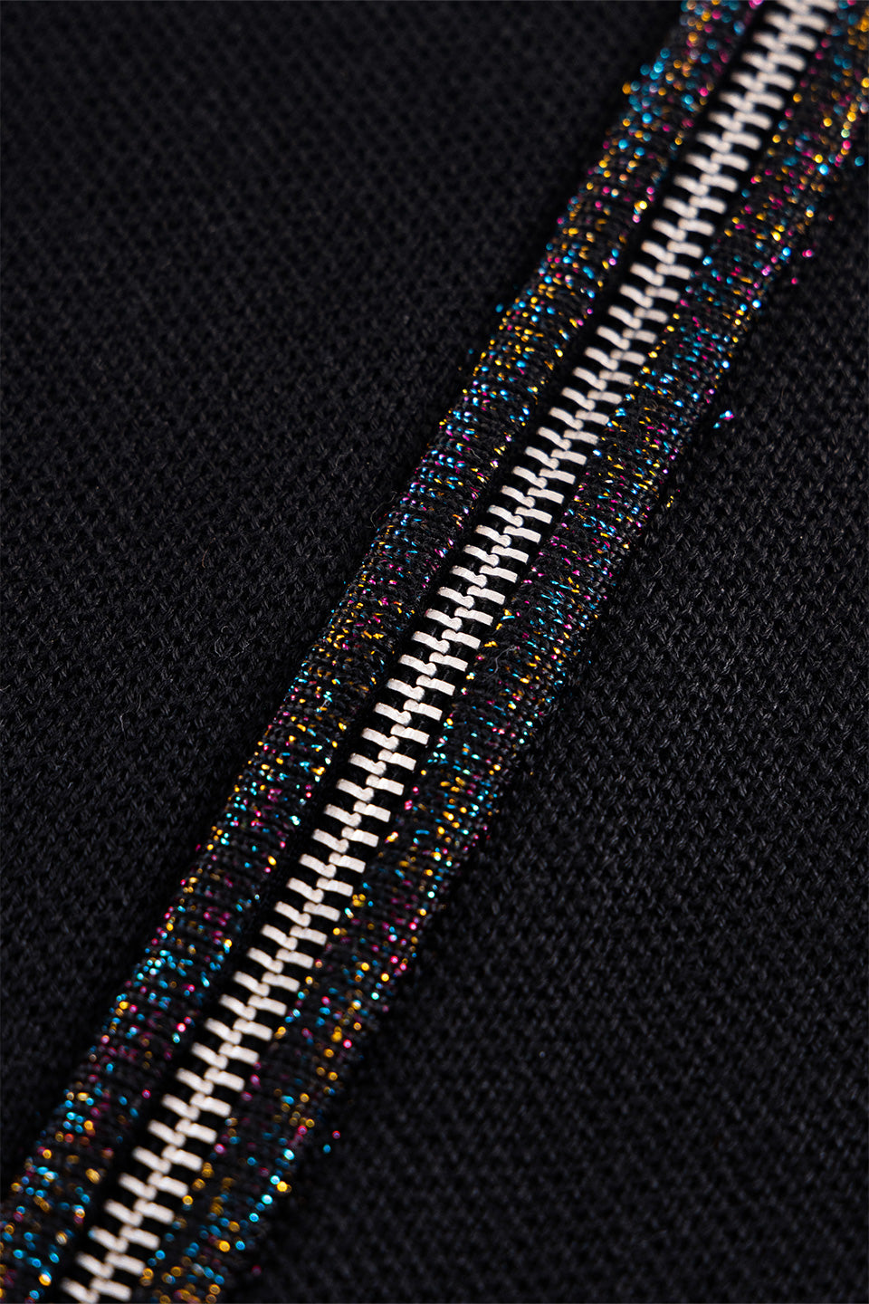 Glitter Stripe Zip Knit Polo