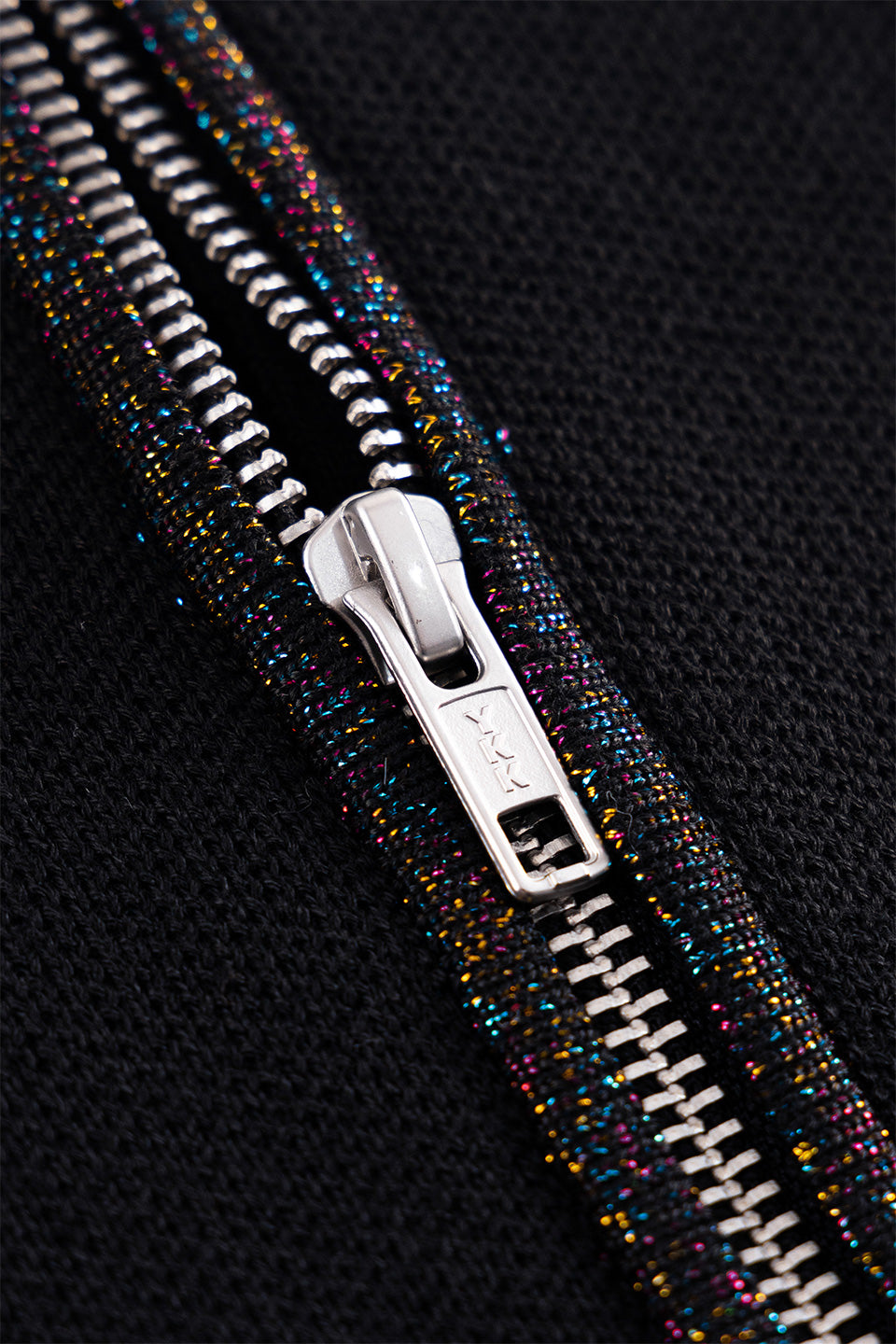 Glitter Stripe Zip Knit Polo