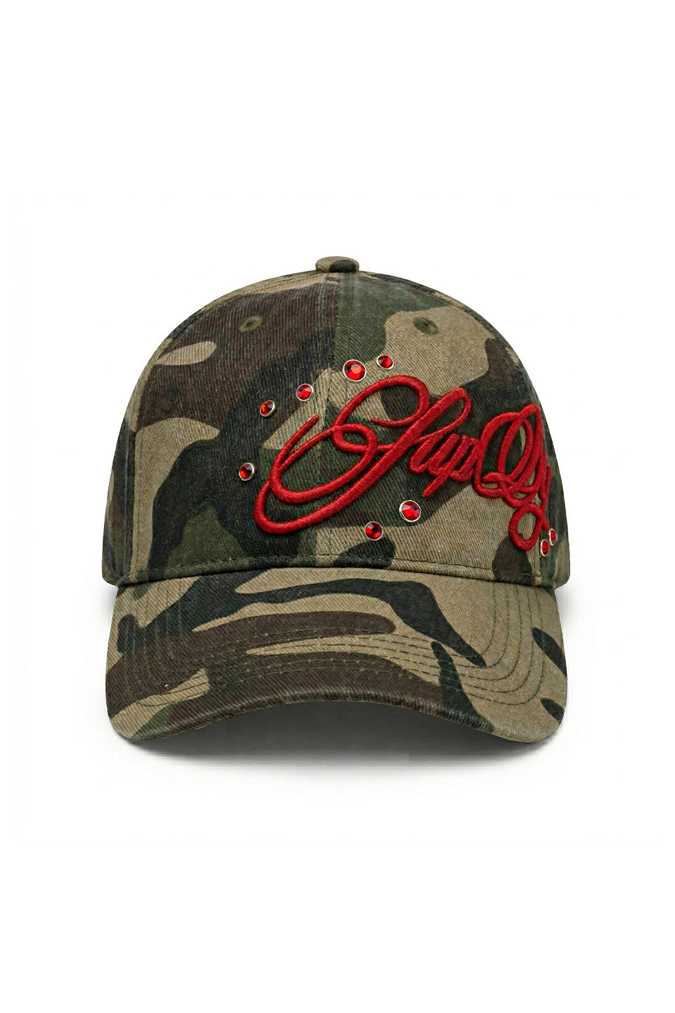 Jewel Studs Embroidery Logo 6 Panel Cap