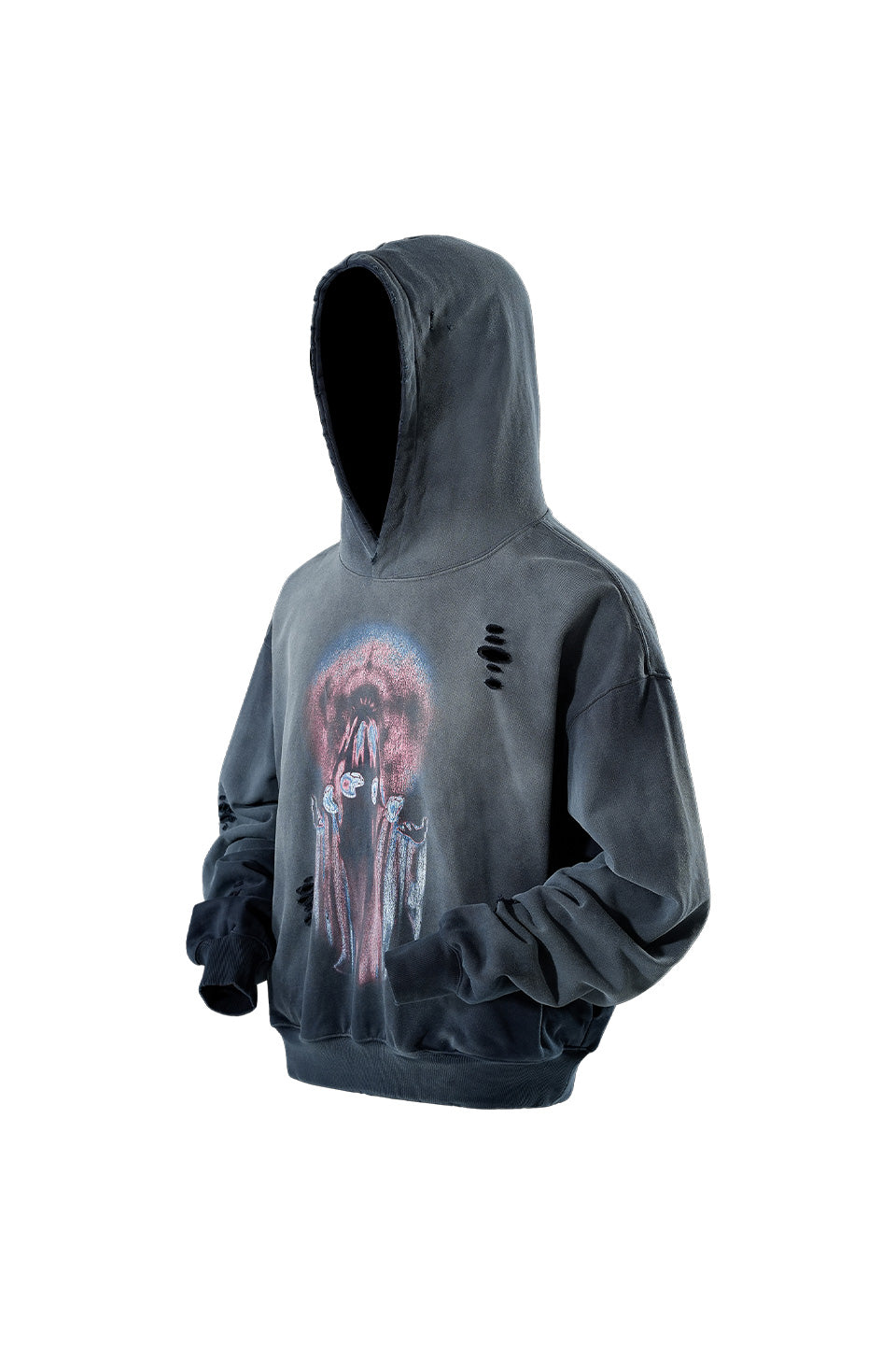 Knife-Cut Destruction Spray-Colored Sweatshirt