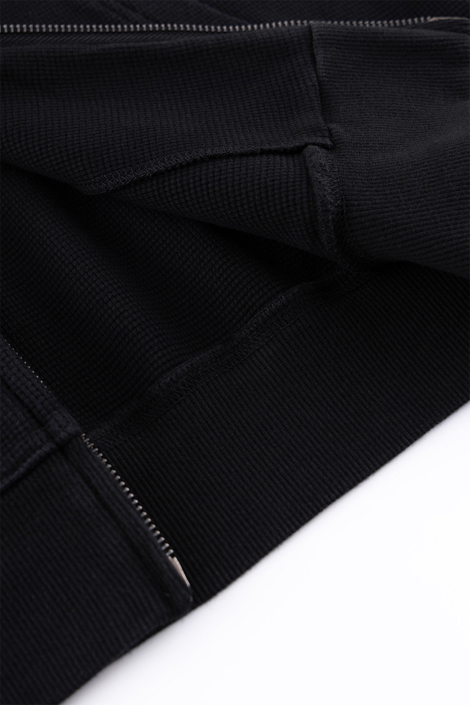 Multiple Cross Leather Patch Thermal Zip Hoodie