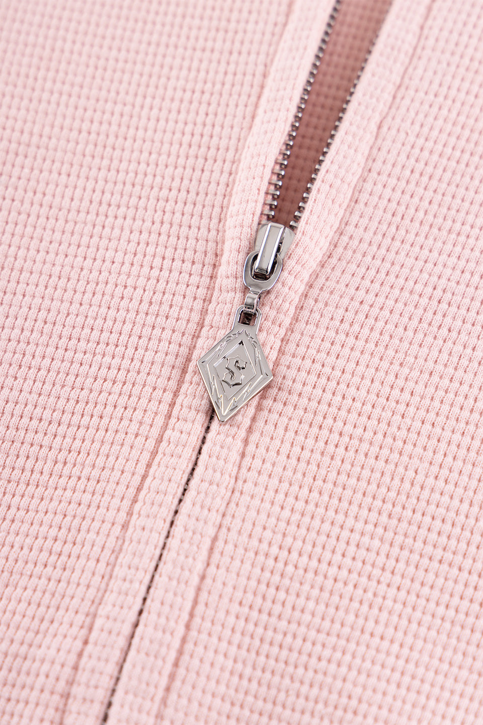 Multiple Cross Leather Patch Thermal Zip Hoodie