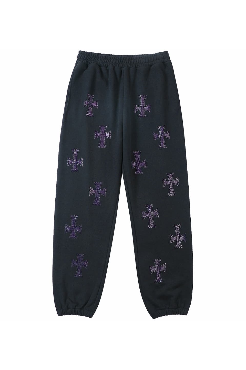 【予約商品】Black x Purple Cross Rhinestone Jogger【10月下旬~11月上旬お届け】