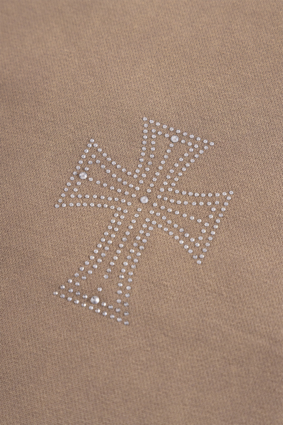 Outline Cross Rhinestone Zip Hoodie