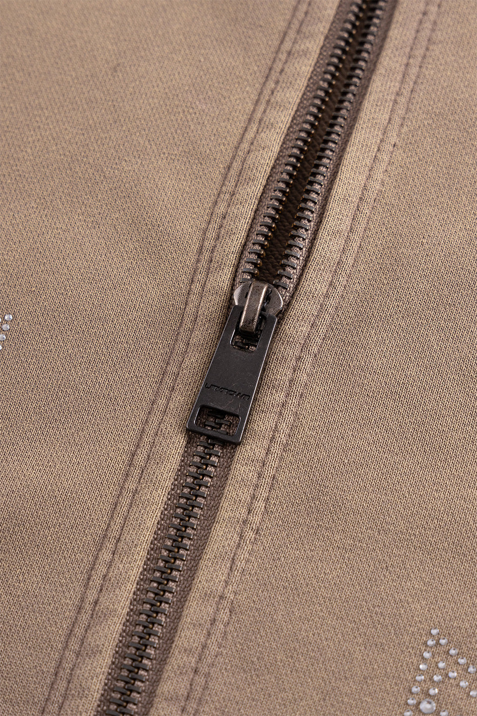 Outline Cross Rhinestone Zip Hoodie