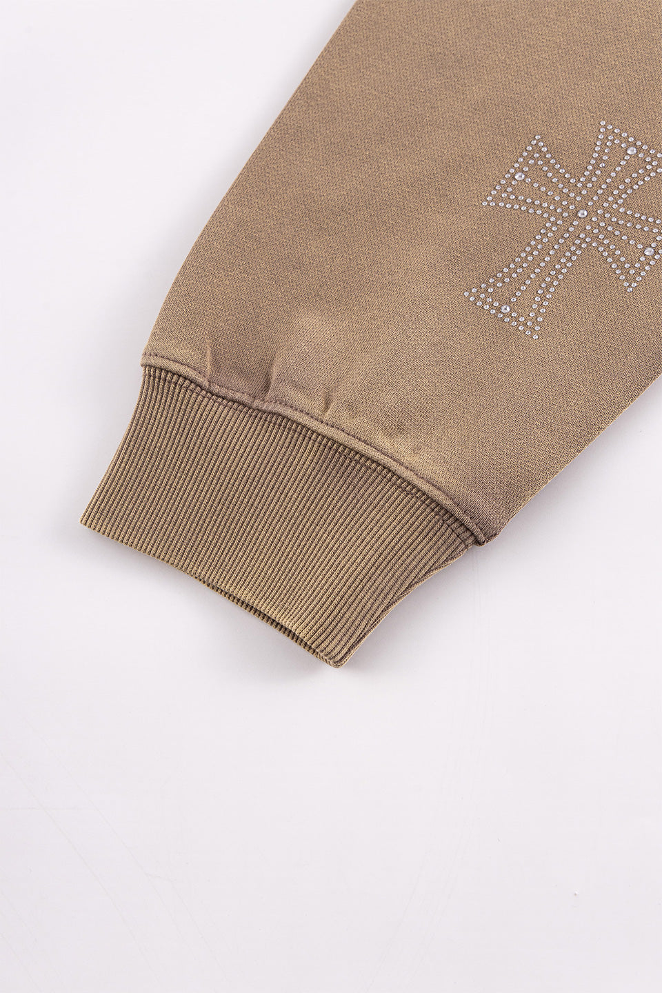 Outline Cross Rhinestone Zip Hoodie