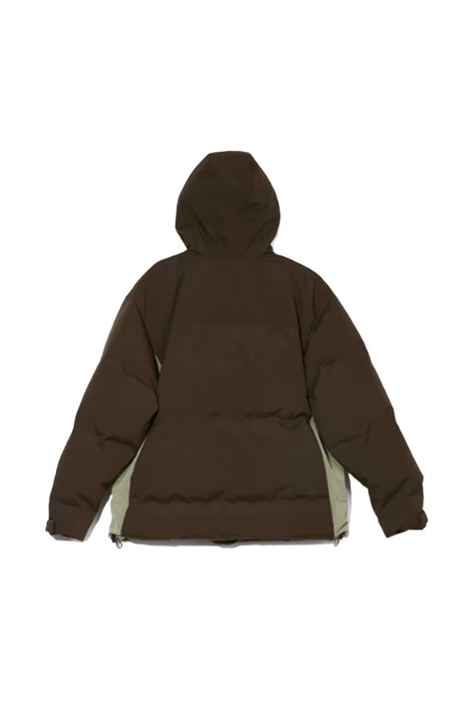 Patchwork Zipper Hooded Down Jacket