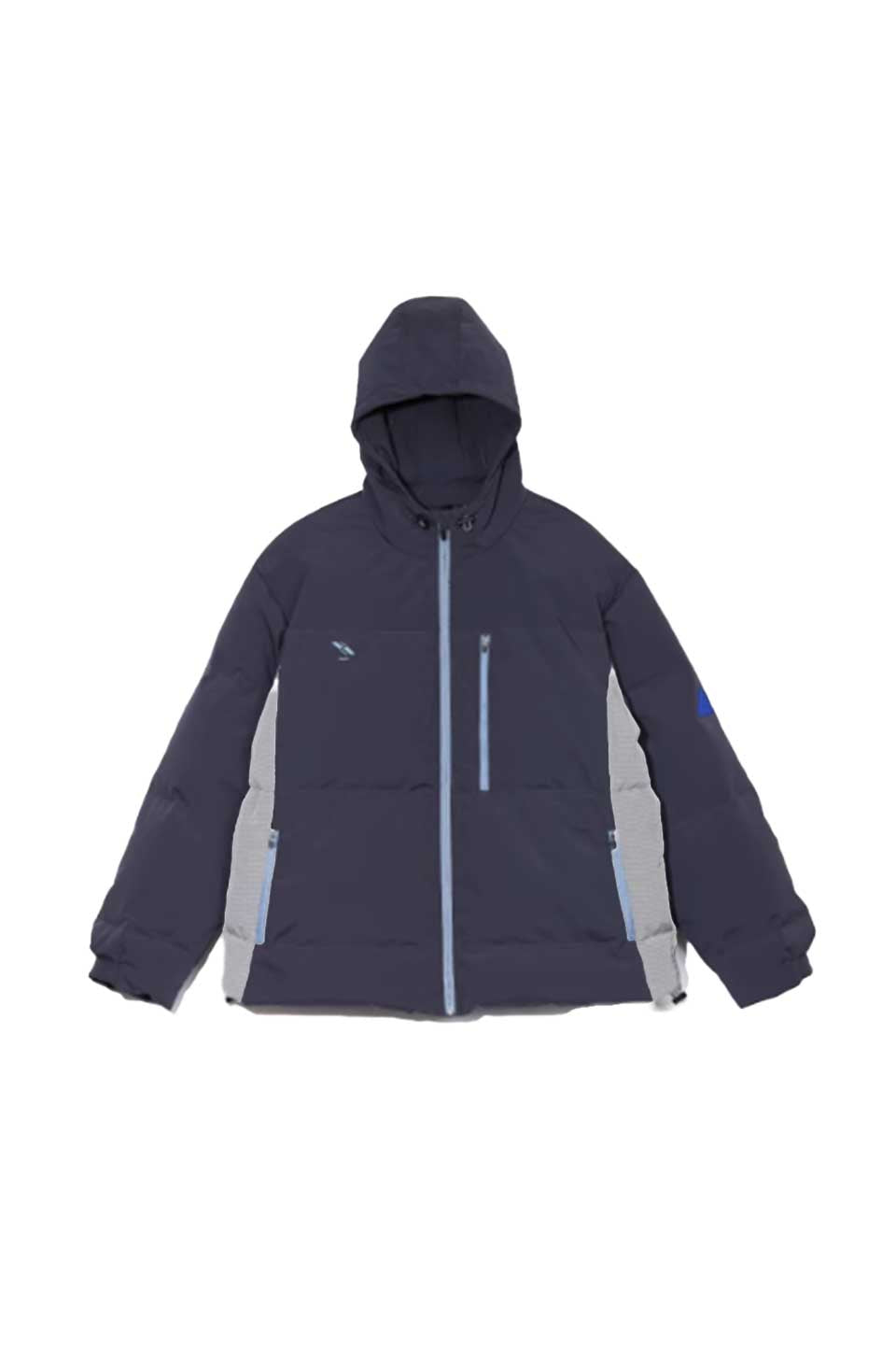 Patchwork Zipper Hooded Down Jacket