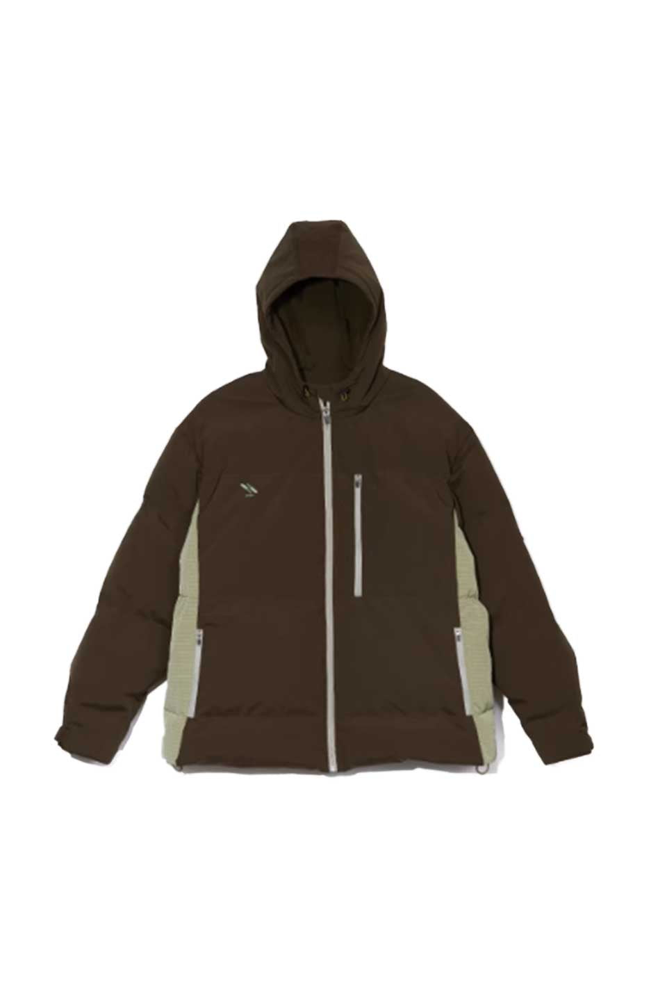 Patchwork Zipper Hooded Down Jacket