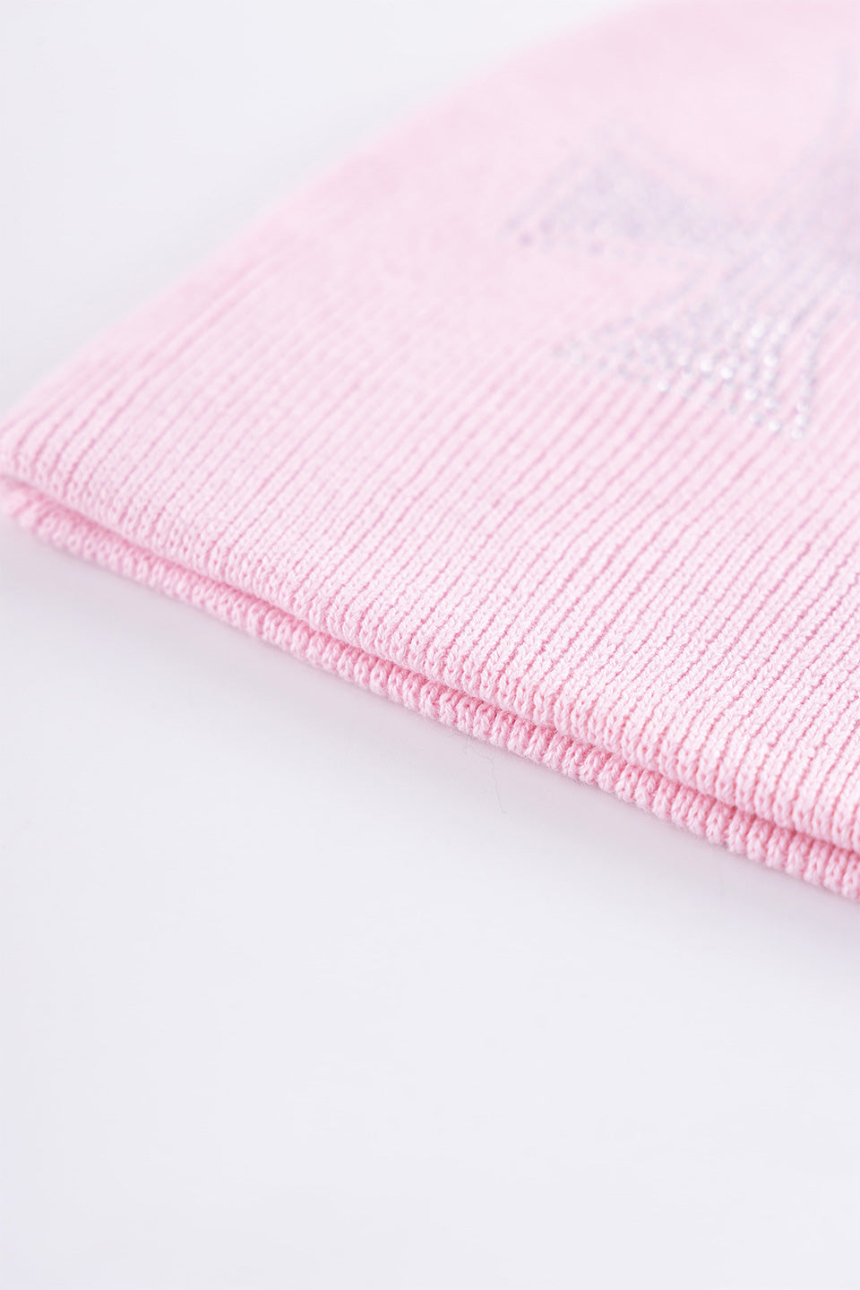 Pink X Silver Cross Rhinestone Beanie