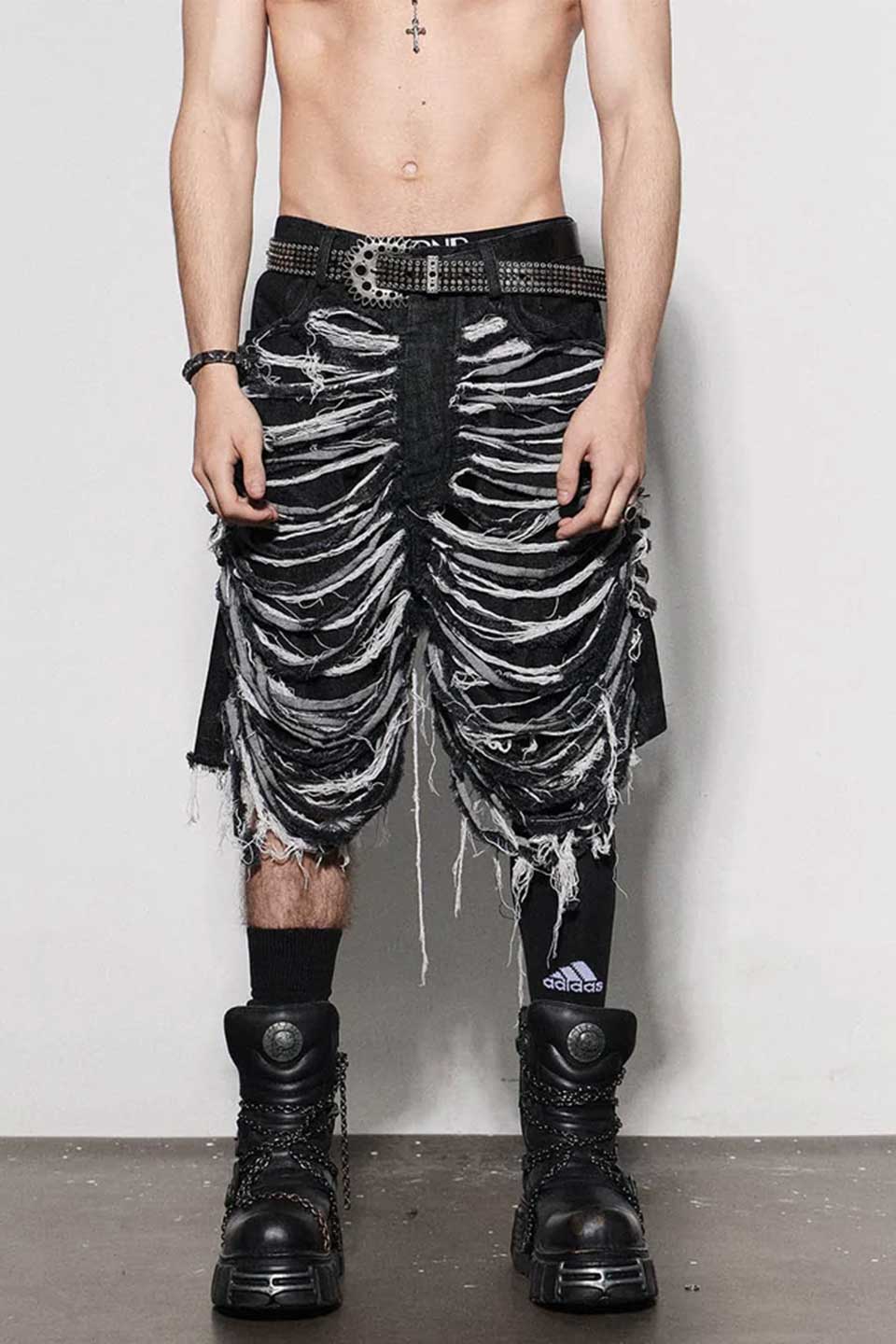 Heavily Distressed Denim Shorts