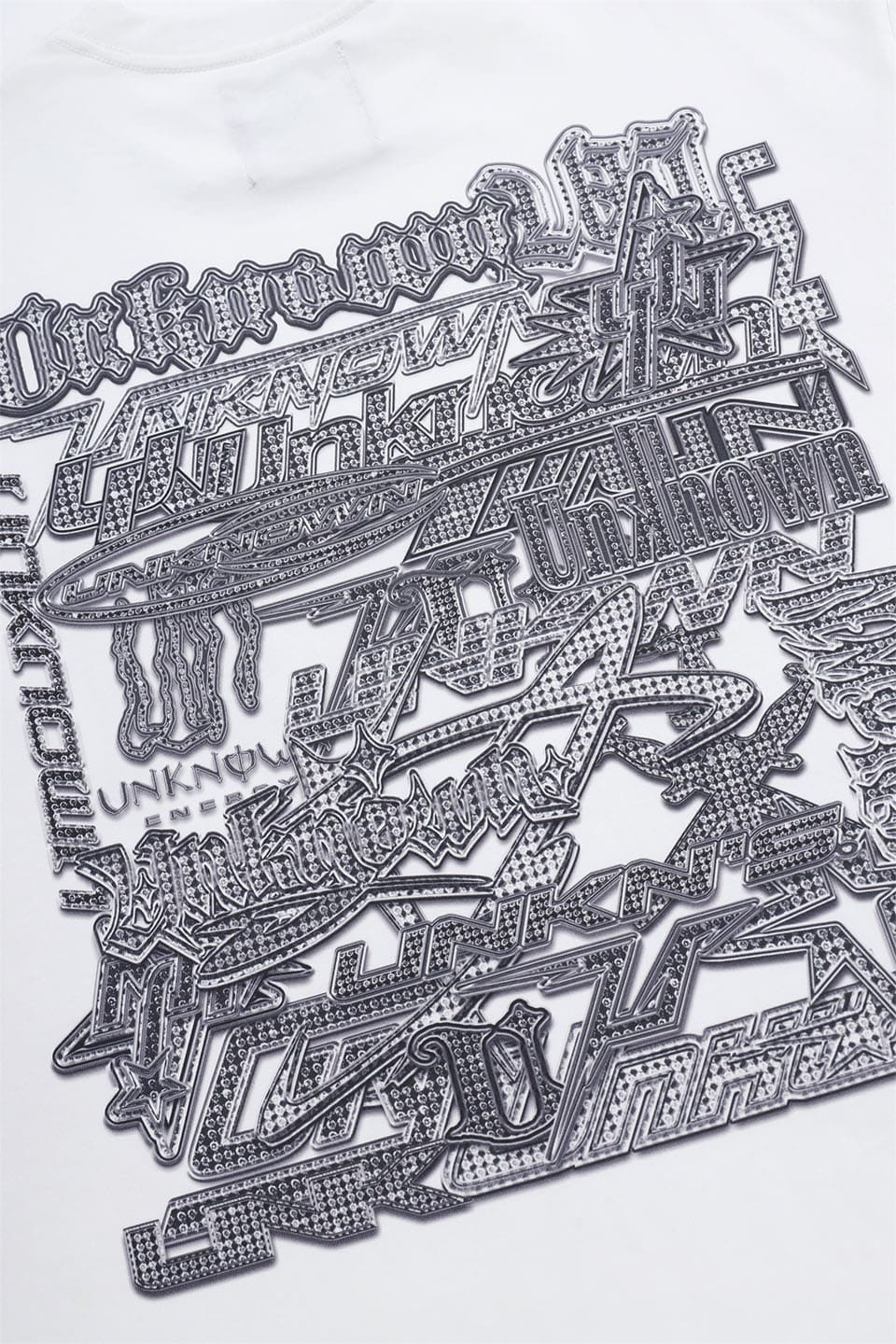 Multi Logo Iced Out Tee - White Grey