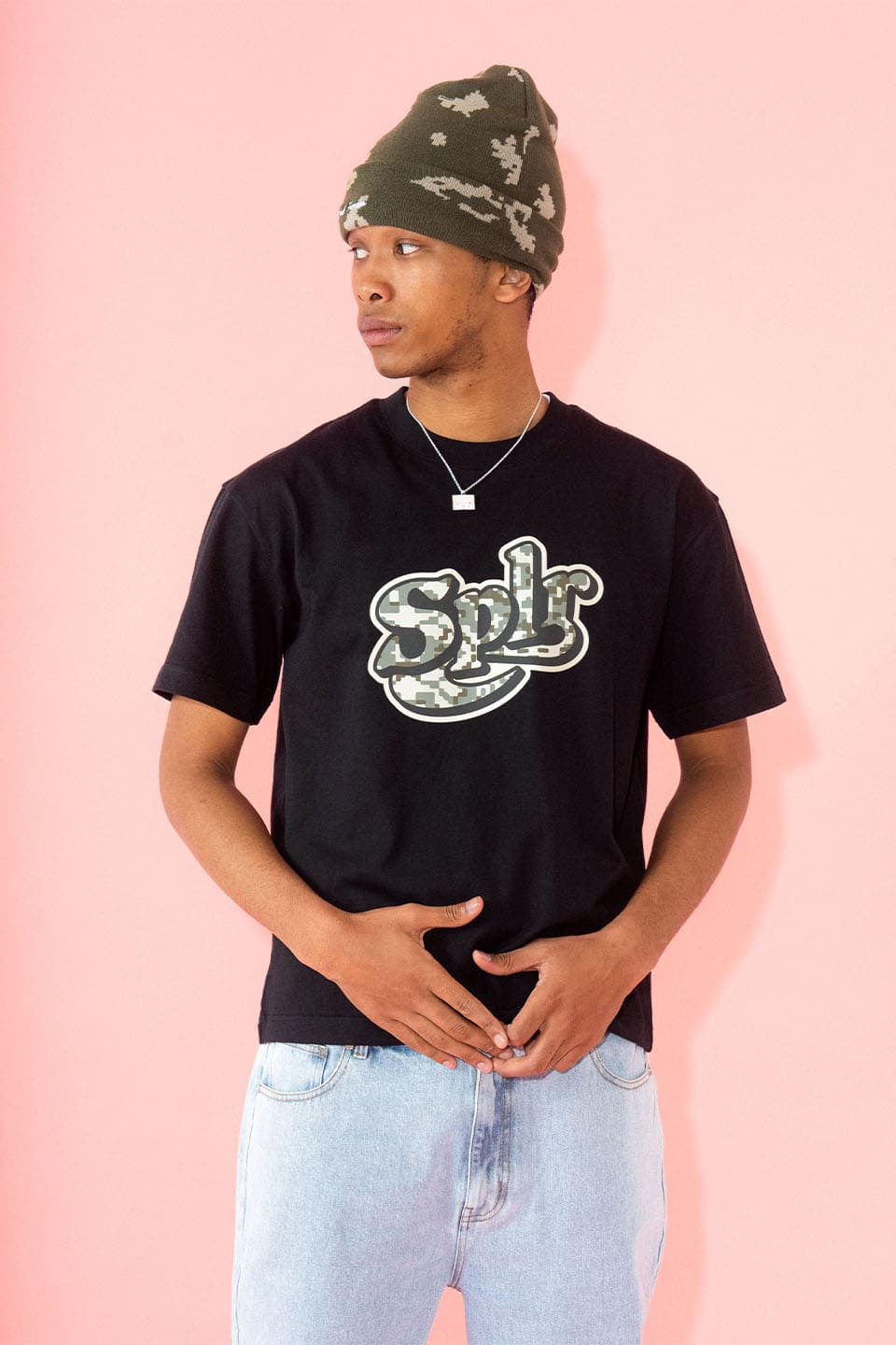 Digital Camo Baseball Logo Tee