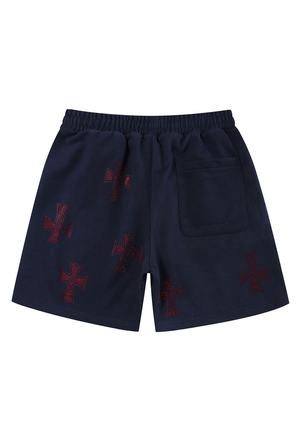 Navy With Red Cross Rhinestone Shorts