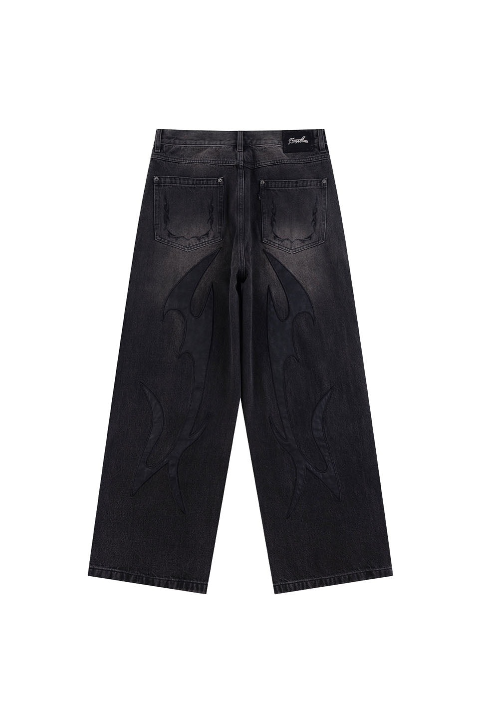 【予約商品】Tribal Leather Patch Baggy Denim Jeans【9月下旬~10月上旬お届け】