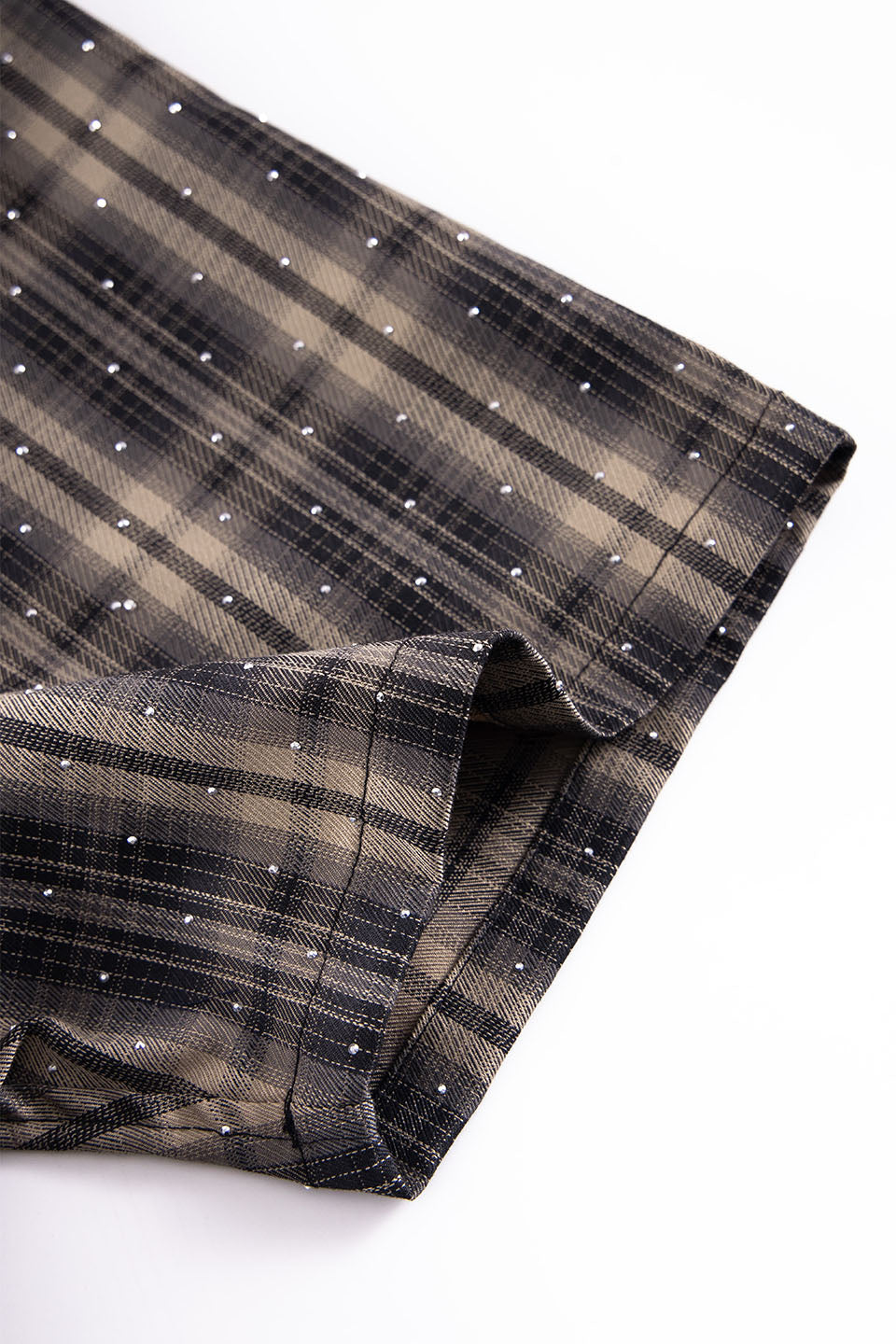 Tribal Logo Rhinestone Check Shirt