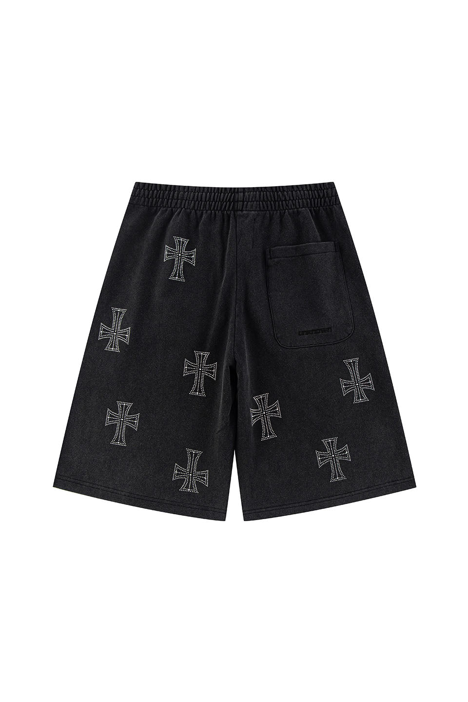 Outline Cross Rhinestone Baggy Sweat Shorts