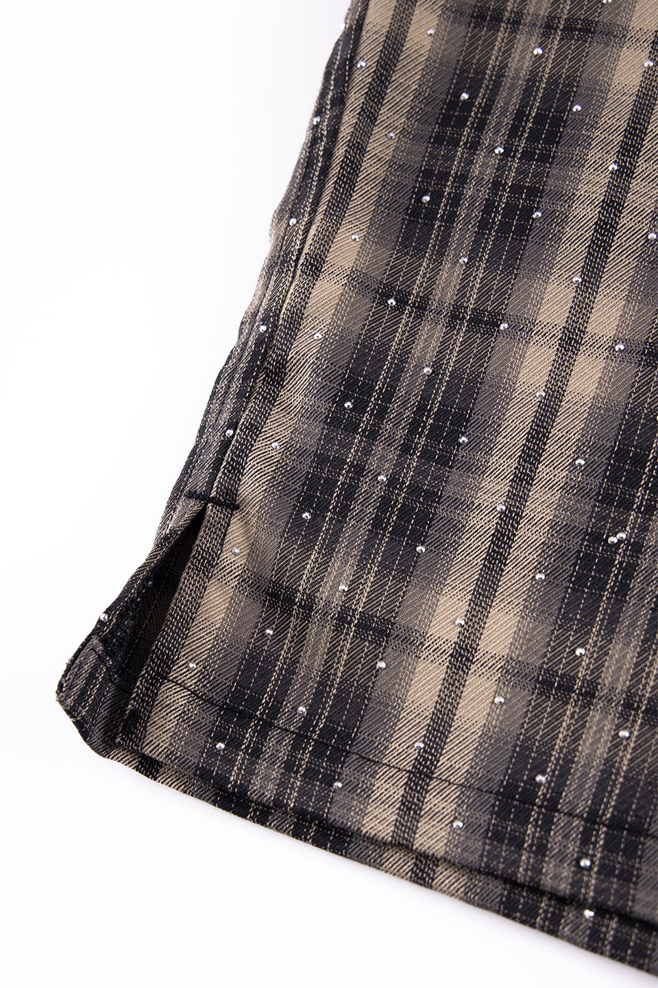 Tribal Logo Rhinestone Check Shirt