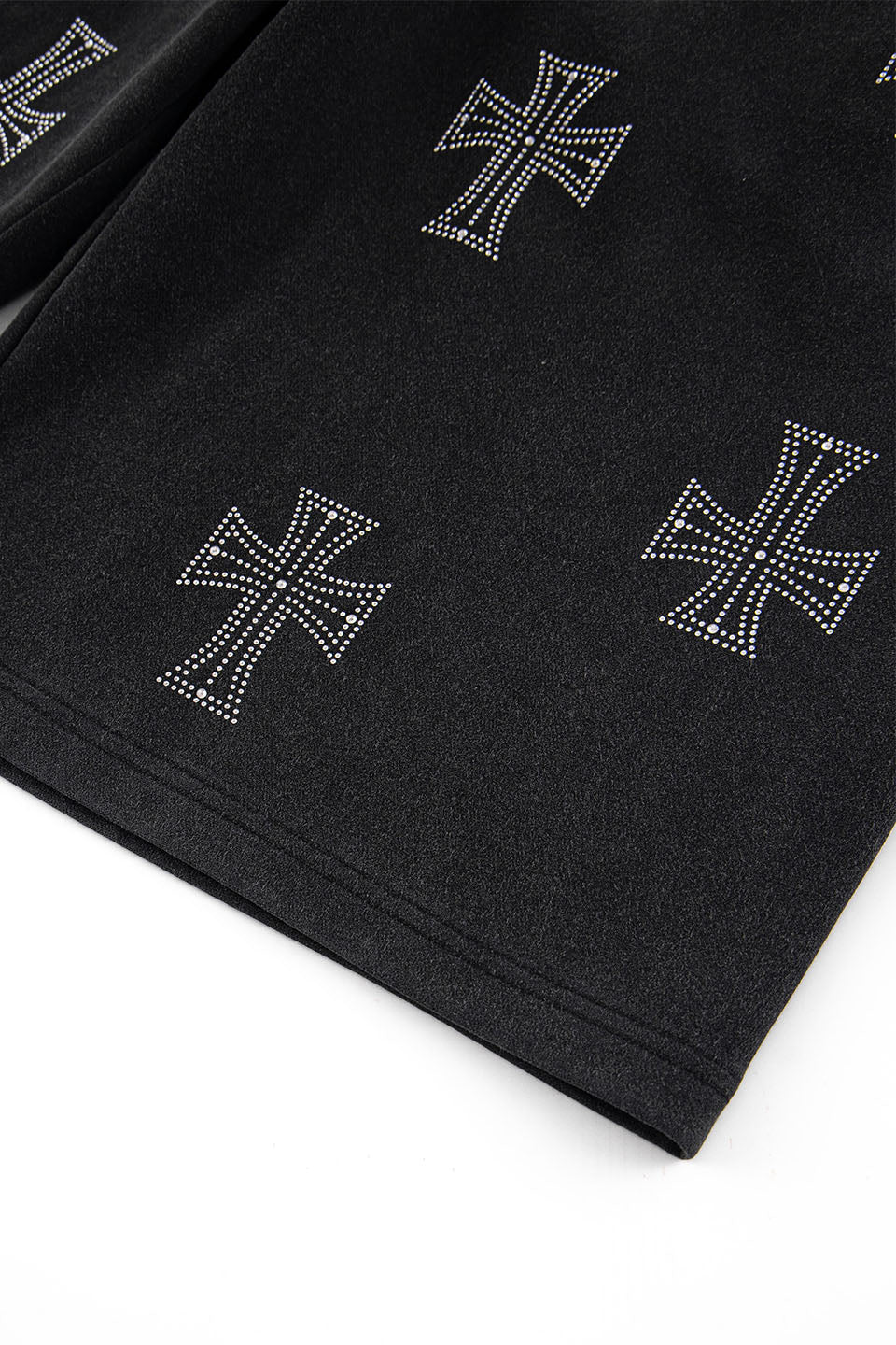 Outline Cross Rhinestone Baggy Sweat Shorts