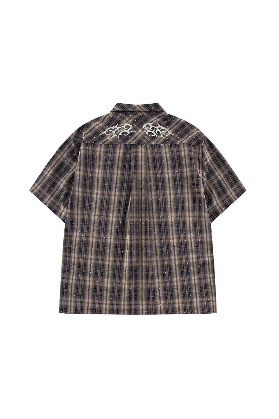 Tribal Logo Rhinestone Check Shirt