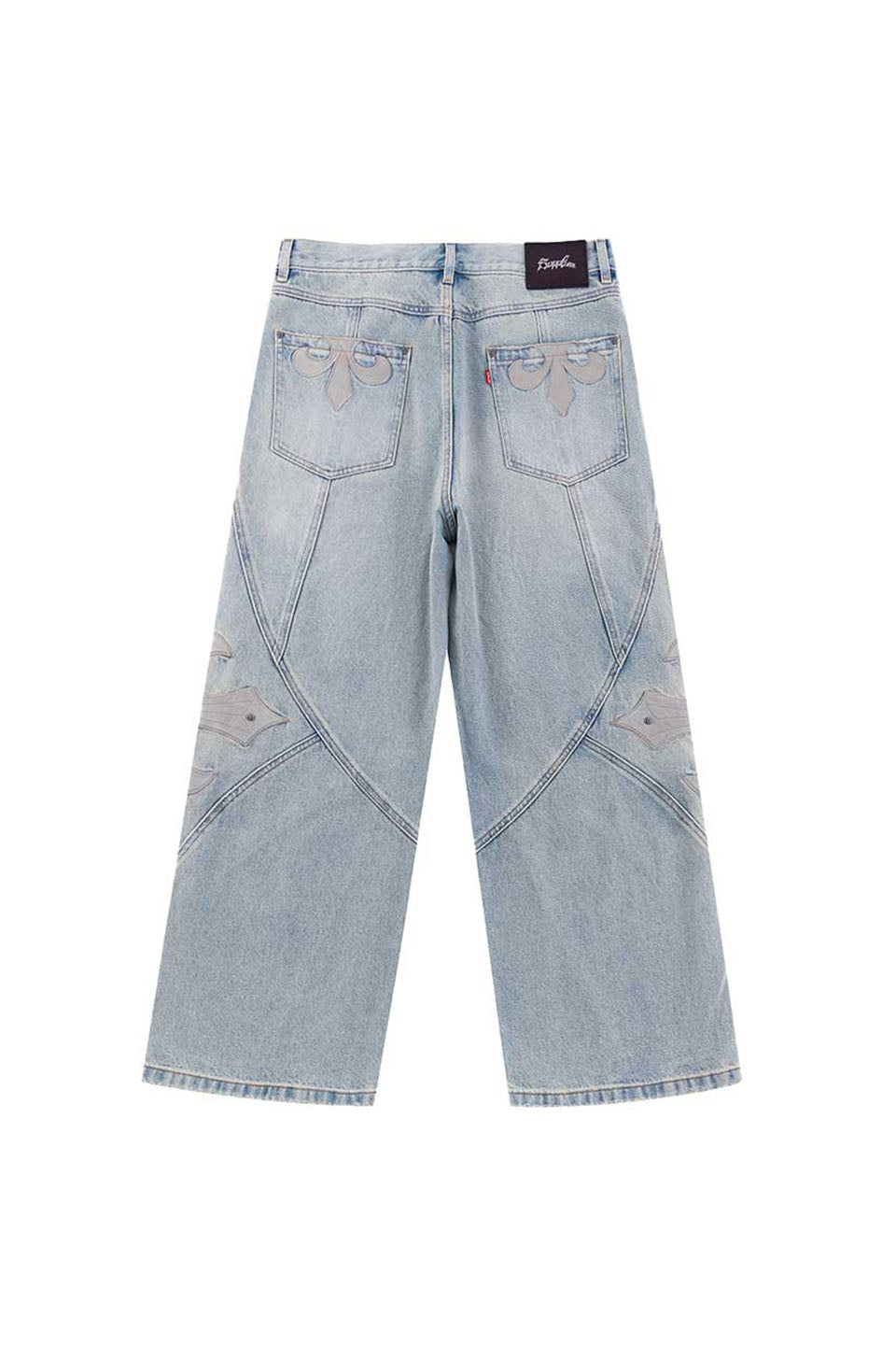 【予約商品】Cross Leather Patch Baggy Denim Pants【9月下旬~10月上旬お届け】