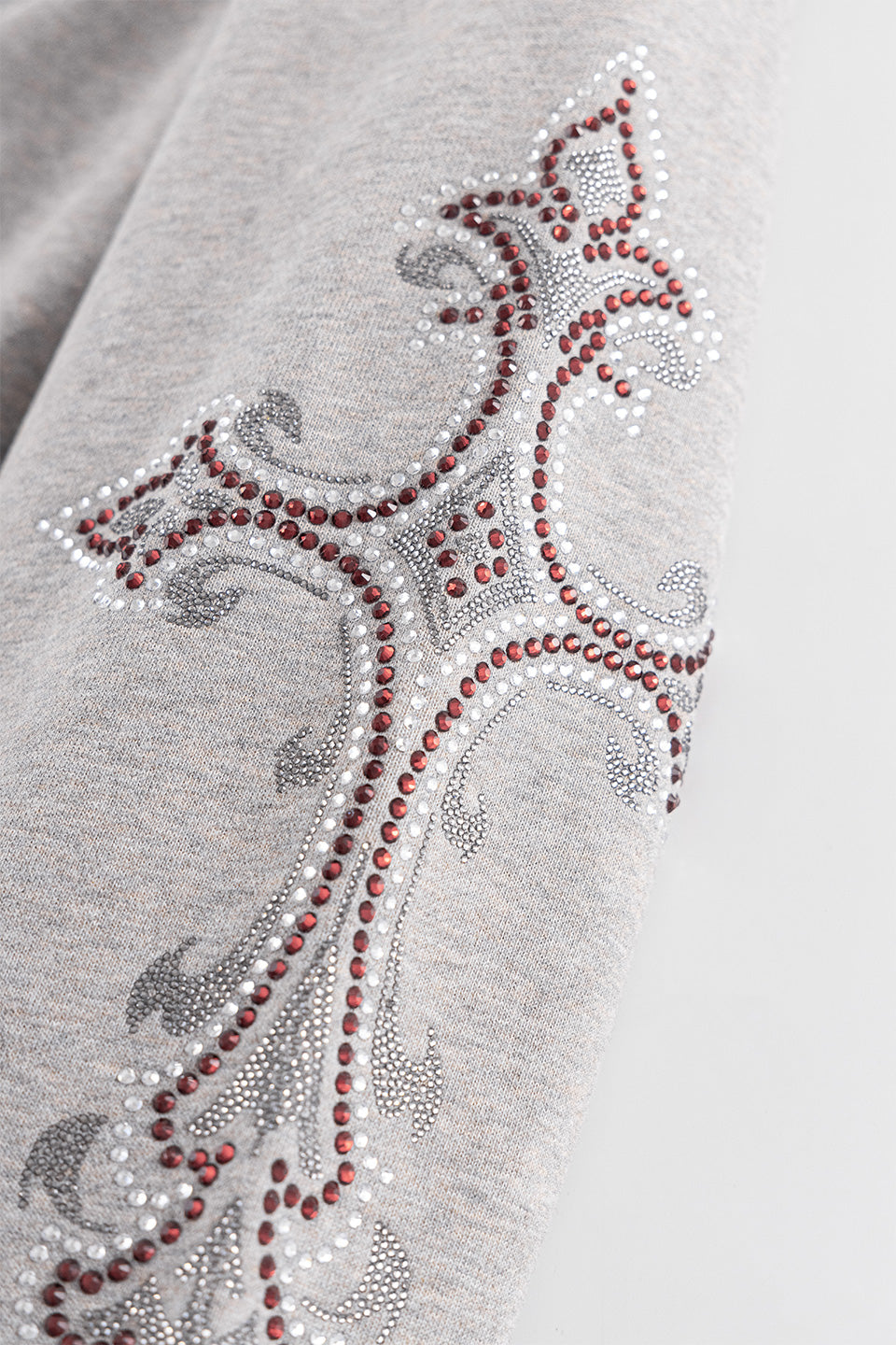 Rhinestone Cross Sleeve Zip Hoodie