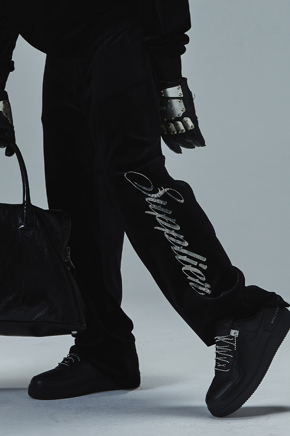 Rhinestone Velour Track Pants