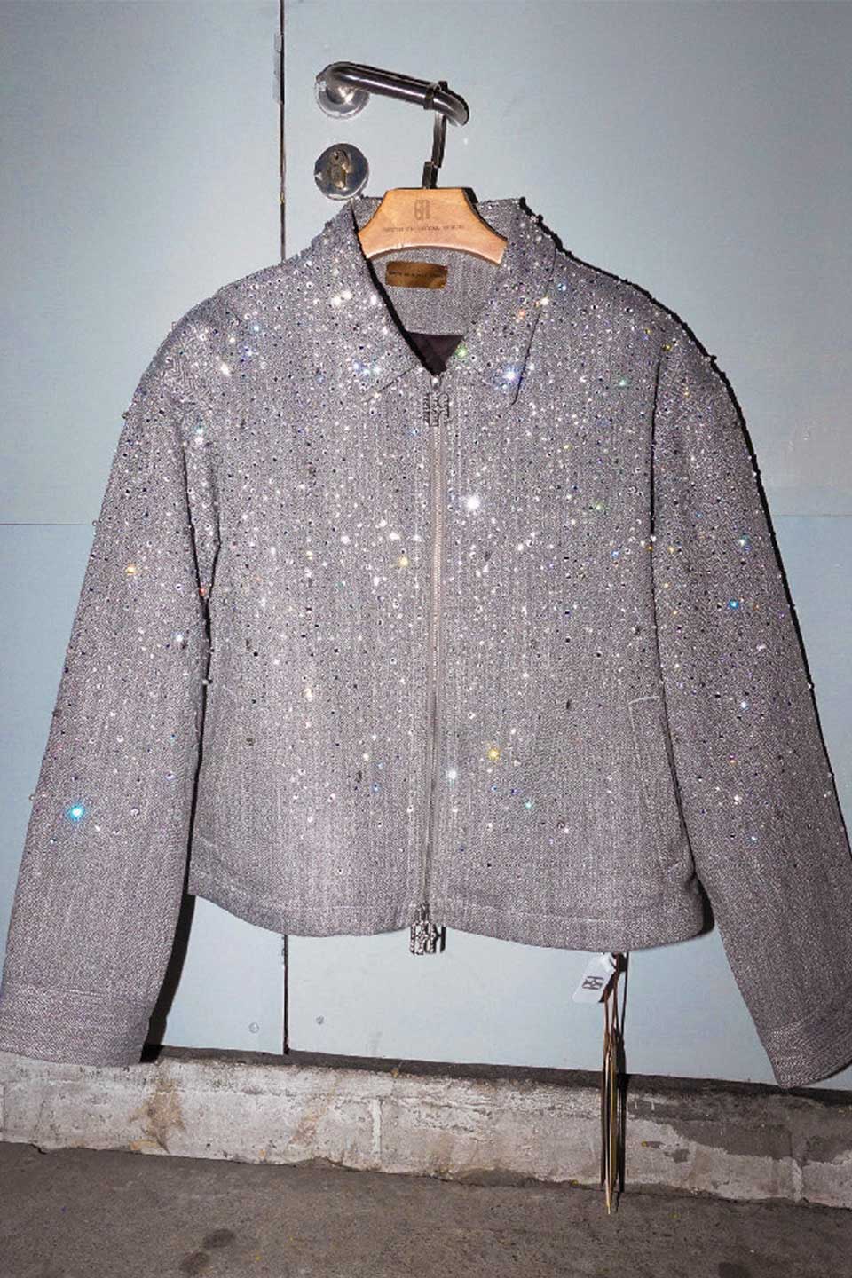 Rhinestone Zipper Jacket
