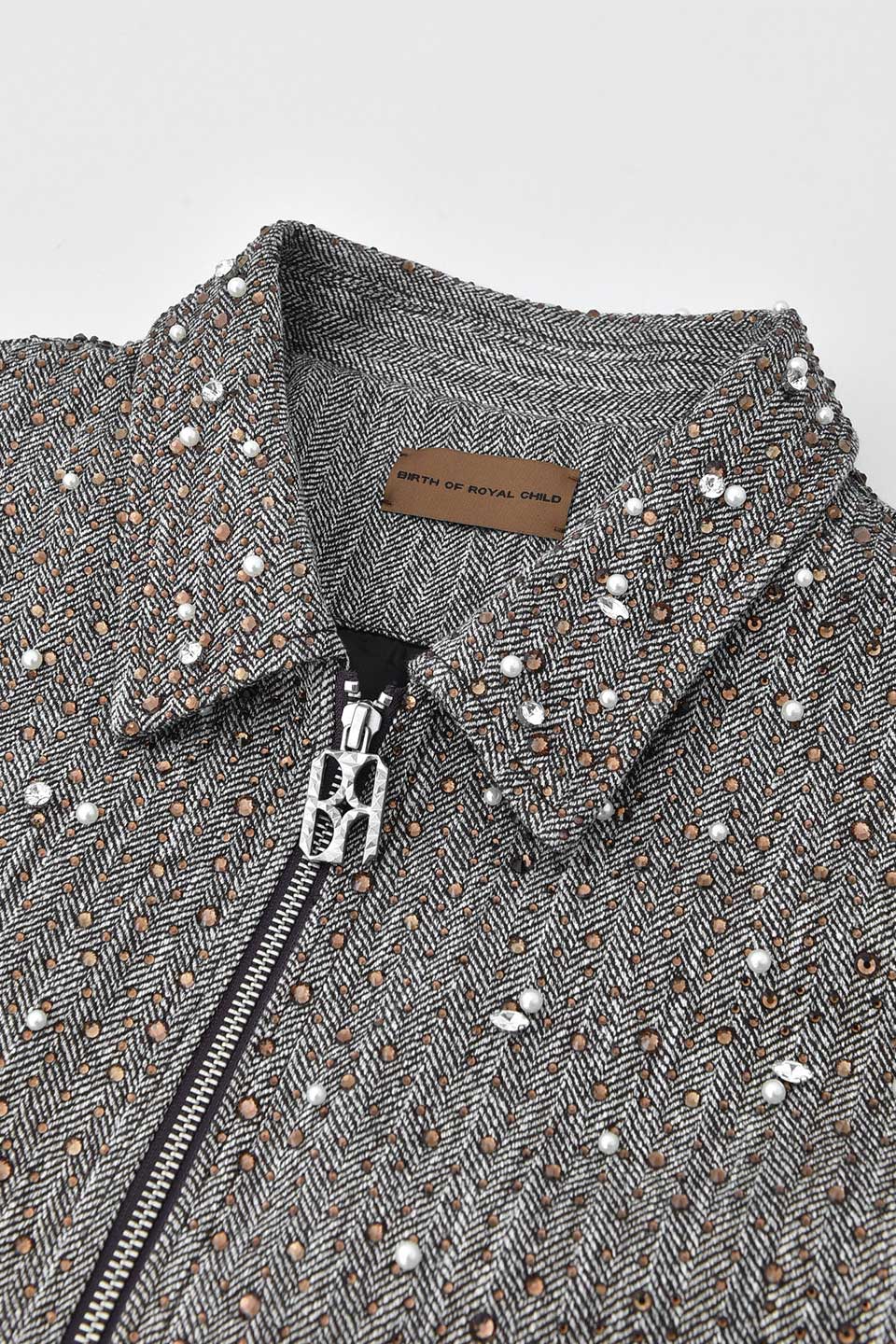 Rhinestone Zipper Jacket